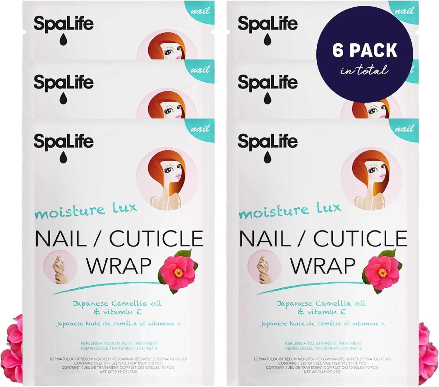 پک 6 عددی ماسک کوتیکول ناخن حاوی روغن کاملیا ژاپنی و ویتامین E اسپا لایف (60 عدد) - ماسک های مرطوب کننده ناخن، توصیه شده توسط متخصص پوست، ماسک ترمیم کننده و آبرسان کوتیکول برای ناخن های شکننده، درمان اسپا ناخن