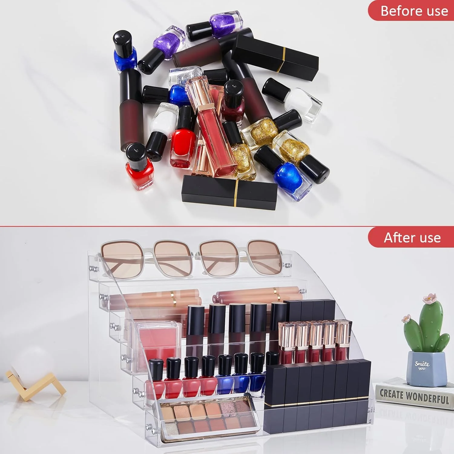 نگهدارنده لاک ناخن کینگرو، قفسه نمایشگر اکریلیک 6 طبقه با ظرفیت 72 بطری، مناسب برای نگهداری عینک، روغنهای ضروری و لوازم آرایش نگهدارنده لاک ناخن کینگرو، قفسه نمایشگر اکریلیک 6 طبقه با ظرفیت 72 بطری، مناسب برای نگهداری عینک، روغنهای ضروری و لوازم آرایش