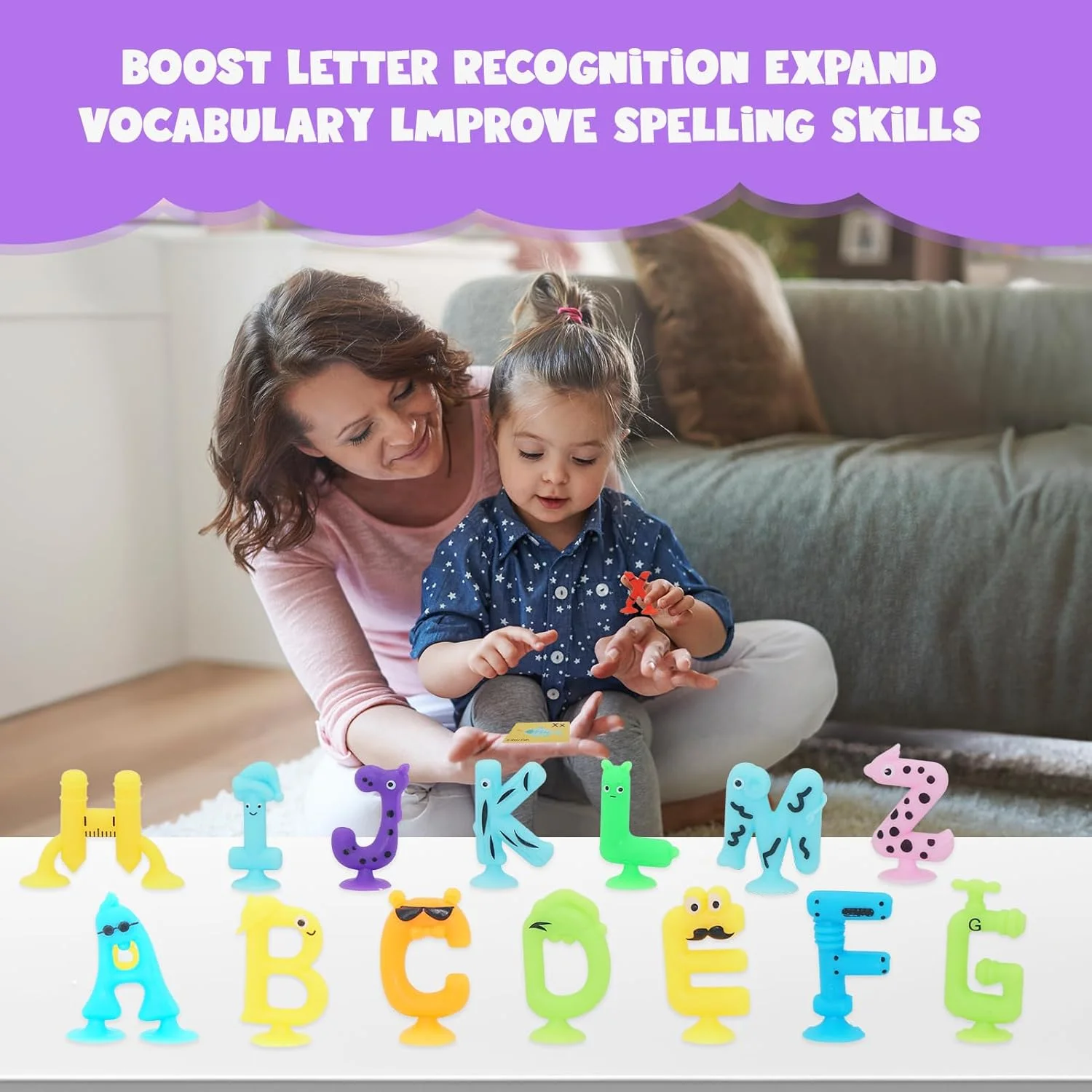 اسباب بازی های آموزشی حروف الفبا با قابلیت چسبندگی: اسباب بازی های حمام کودک سیلیکونی ABC، اسباب بازی های مناسب حمام/پنجره/ماشین/مسافرت برای کودکان نوپا 1-3 ساله، اسباب بازی های حسی آموزشی مونته سوری پیش دبستانی برای کودکان 1/2/3 ساله