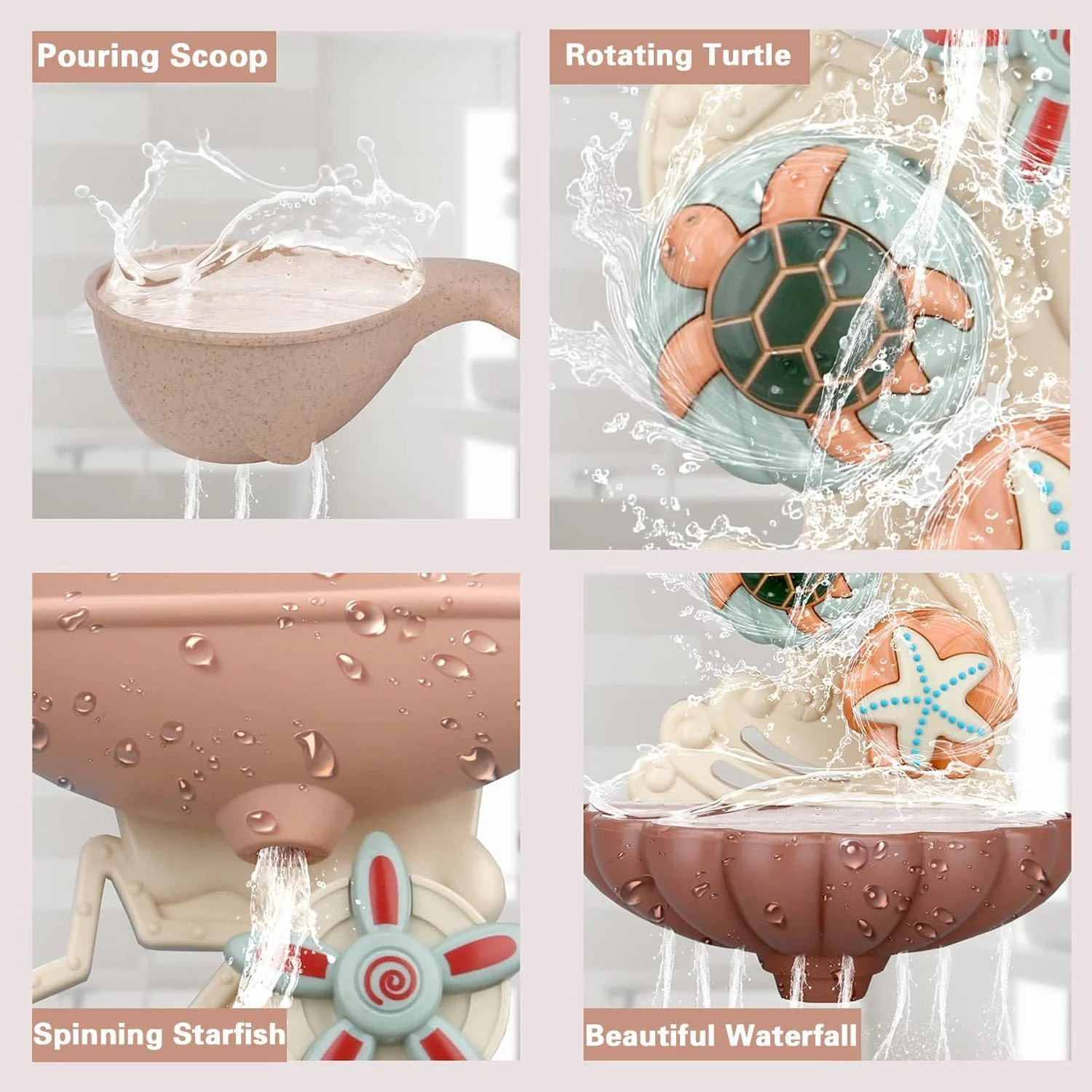 اسباب بازی حمام کودک از 1 سالگی - اسباب بازی حمام کودک از 1 سالگی، اسباب بازی آبی کودک 2 و 3 ساله، هدیه اسباب بازی حمام کودک 1، 2 و 3 ساله پسر و دختر با فنجان های آبیاری حیوانات دریایی