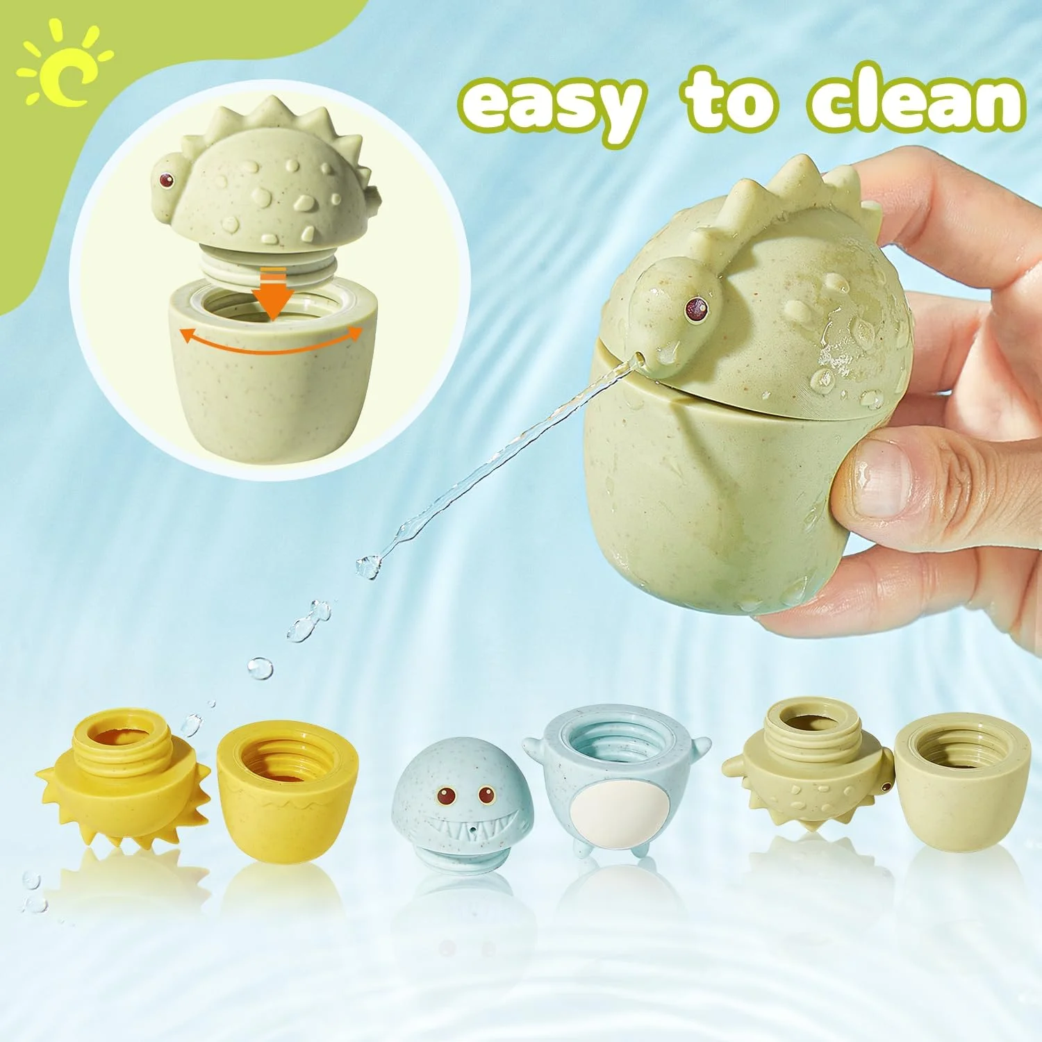 اسباب بازی حمام حیوانات با قایق های شناور برای کودکان 1-3 ساله، 15 تکه اسباب بازی وان حمام بدون کپک برای نوزادان 6-12 ماهه، اسباب بازی های میز آب غیر سمی سازگار با محیط زیست