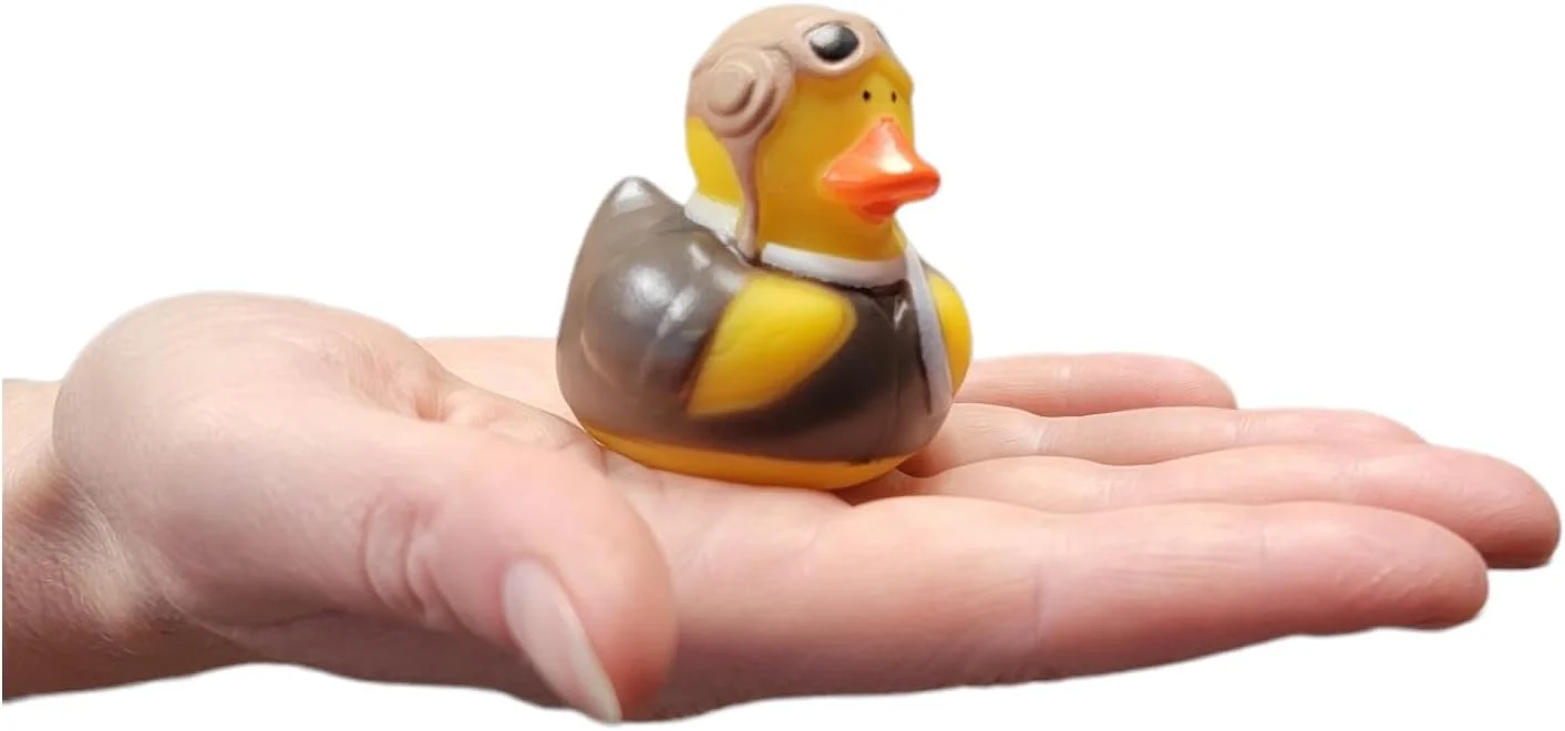 اردک های لاستیکی باحال (سایز استاندارد 2 اینچی). (بسته 12 عددی) اسباب بازی های استخر و وان حمام اردک بامزه. (اردک های لاستیکی خلبان)
