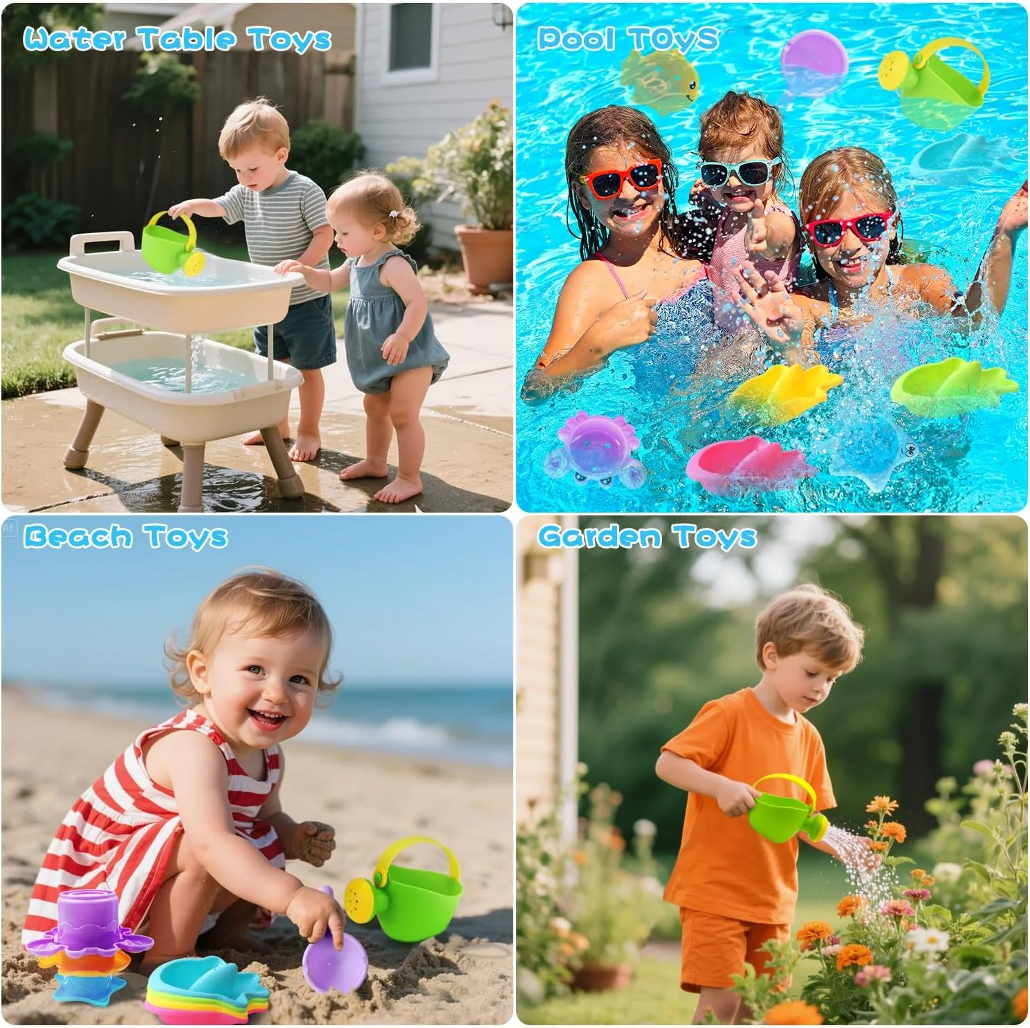 اسباب بازی حمام کودک برای پسران و دختران 1، 2 و 3 ساله، 9 تکه اسباب بازی آبی استخر، فنجان های چیدنی بدون کپک، آبپاش، کشتی های حمام، وان حمام، هدیه برای کودکان نوپا