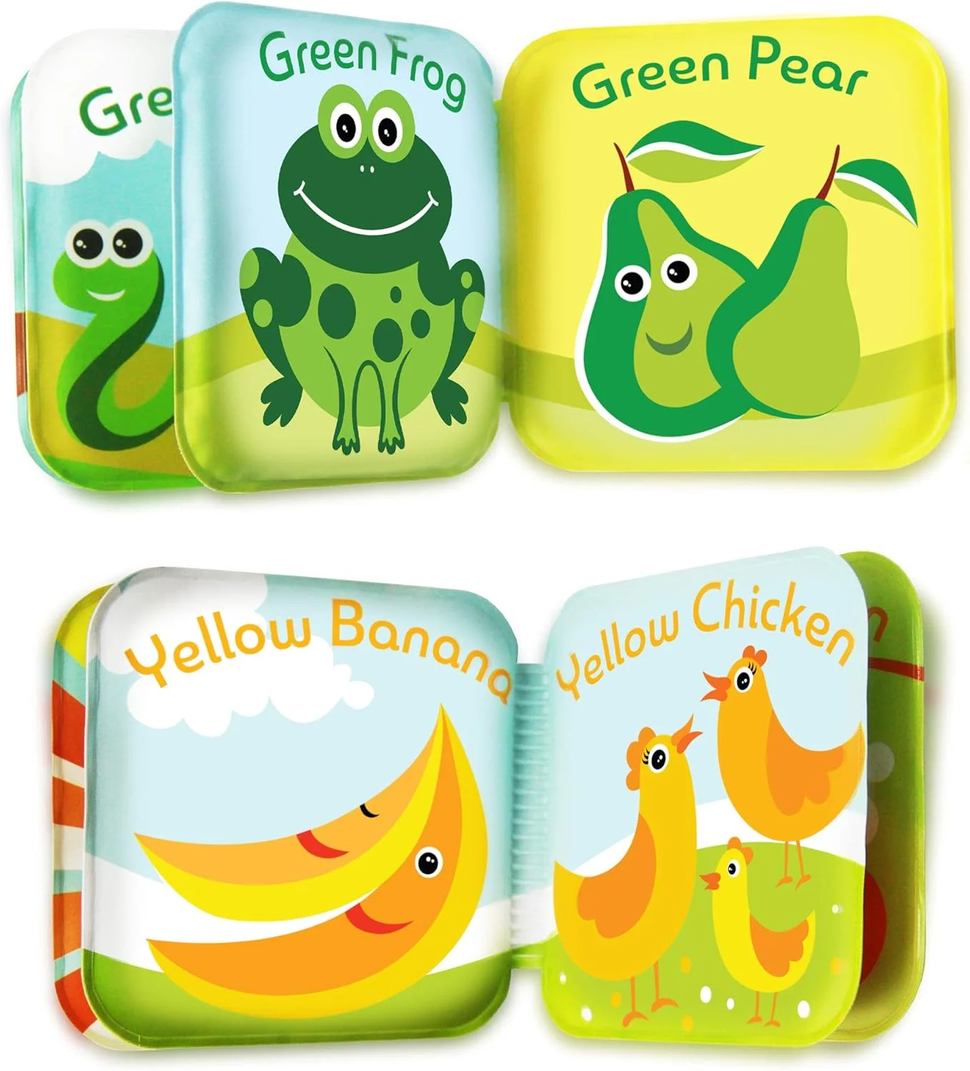 کتاب‌های حمام شناور BabyBibi برای نوزاد. اسباب‌بازی‌های حمام آموزشی کودکان. اسباب‌بازی‌های ضدآب برای حمام نوزادان. اسباب‌بازی‌های حمام آموزشی نوزادان. (مجموعه 4 عددی: کتاب‌های حمام تشخیص رنگ)