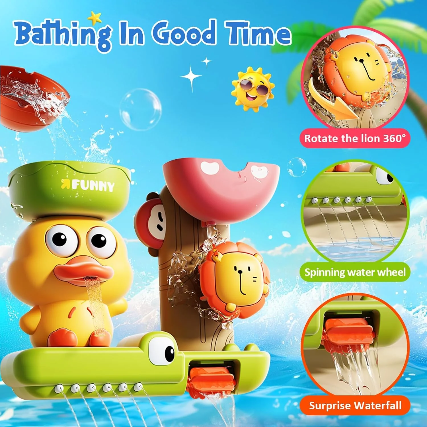 اسباب بازی حمام مناسب کودکان ۲ و ۳ ساله، اسباب بازی وان حمام کودک مناسب ۱۸ ماه به بالا، اسباب بازی آبی کودکان به همراه فنجان، هدیه تولد و کریسمس برای نوزادان و کودکان ۱۸ ماهه