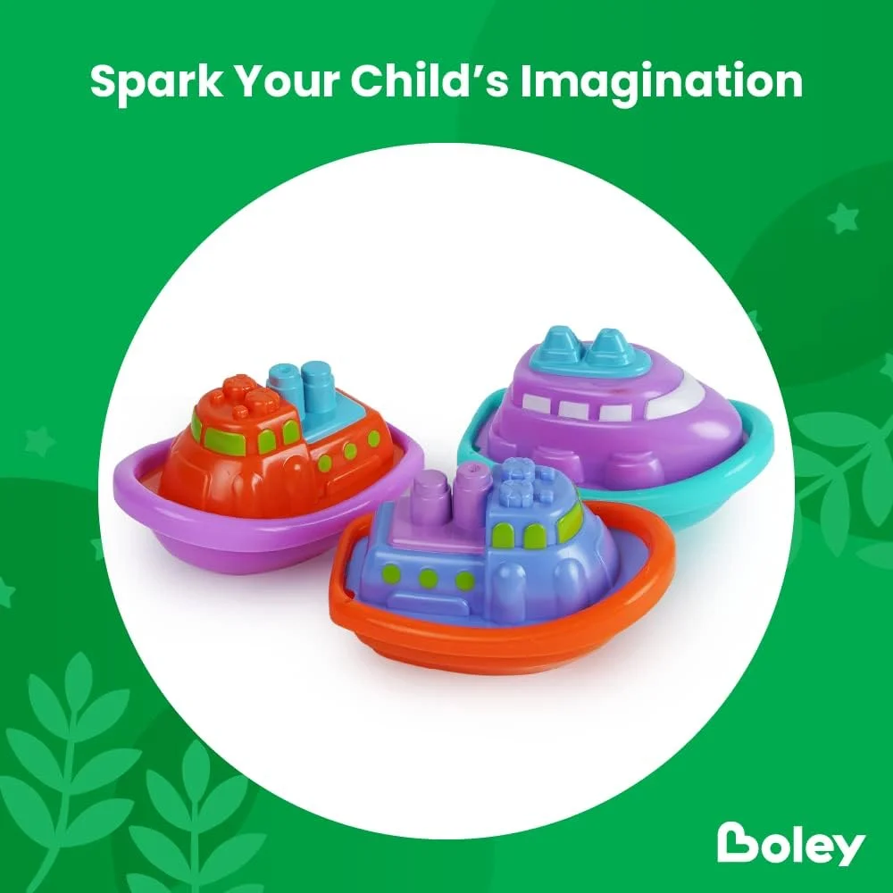 بسته ۱۲ عددی قایق حمام بولی، اسباب بازی حمام برای کودکان نوپا برای سرگرم کننده تر کردن زمان حمام - هدیه مهمانی عالی برای تولدها، جشن های نوزادی و موارد دیگر. عالی برای وان حمام، ساحل یا استخر