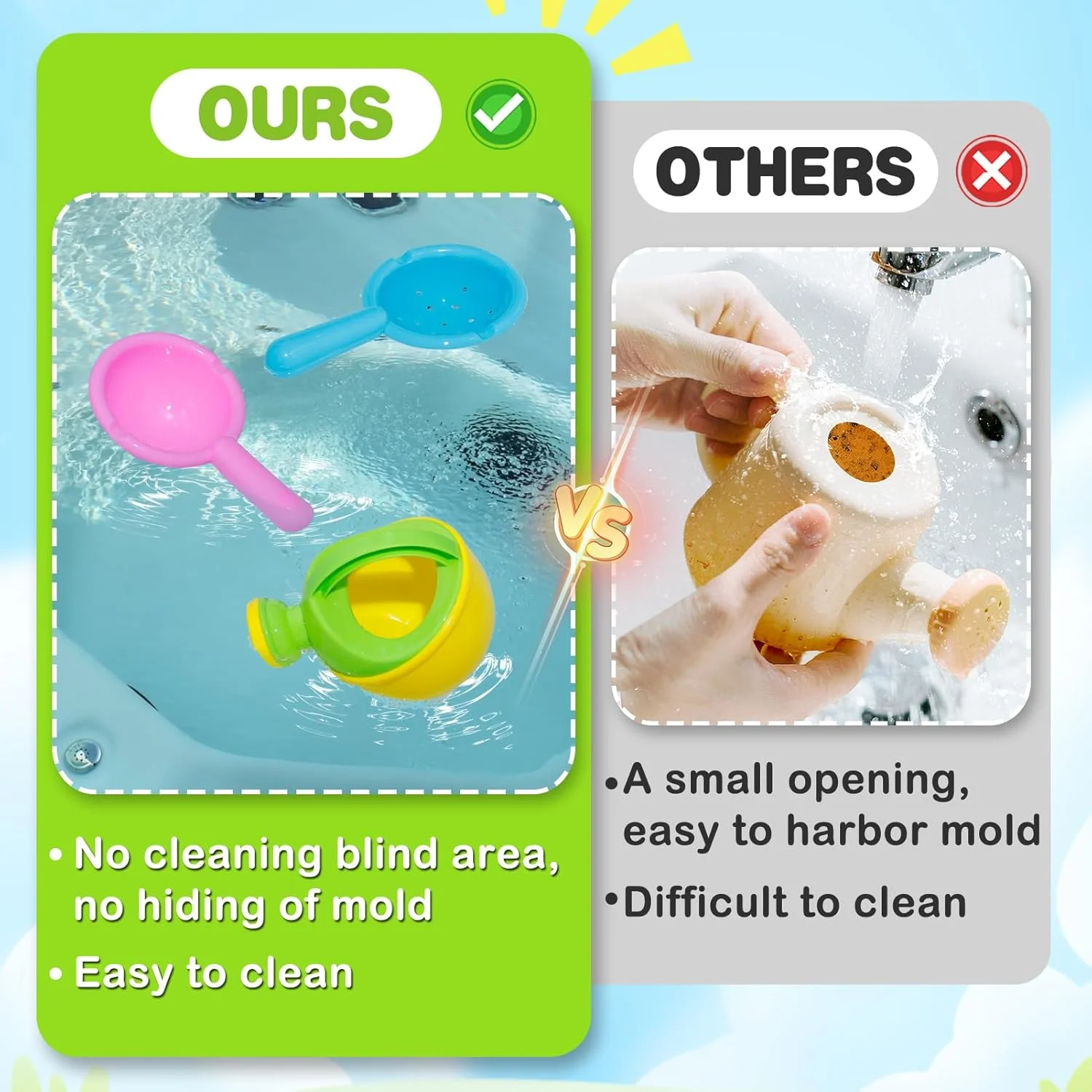 اسباب بازی حمام کودک Biubee مناسب کودکان 1 تا 3 سال - اسباب بازی های میز آب استخر شنا وان حمام کودک، تمیز کردن آسان، اسباب بازی های آبی بدون کپک، آموزش لمسی سرگرم کننده، هدیه نوزاد، 3 عددی