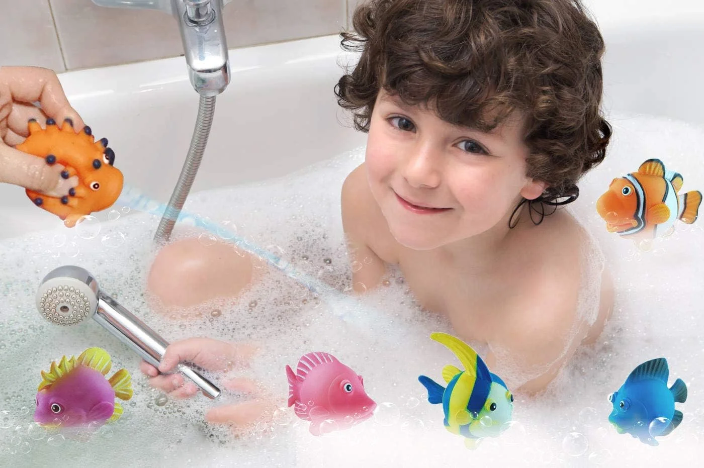 اسباب بازی های ماهی پاشنده متنوع BOHS - کارتونی نرم و شناور بامزه - مدل های حیوانات دریایی پاشنده - اسباب بازی های حمام کودک