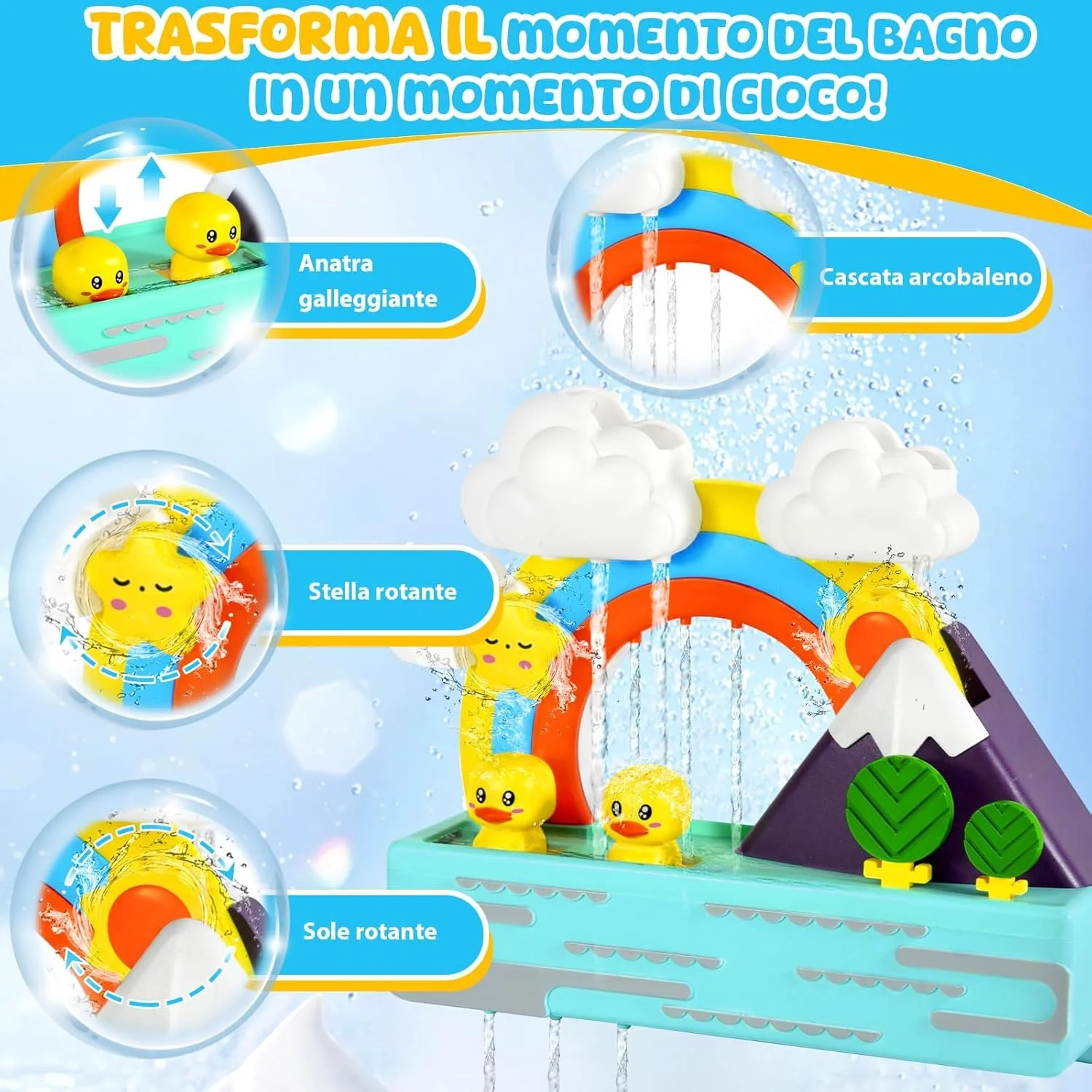 اسباب بازی حمام، مجموعه اسباب بازی حمام، اسباب بازی مسیر مرمری DIY برای کودکان 3، 4، 5 و 6 ساله، اسباب بازی آبی با تور ماهیگیری، هدیه سرگرم کننده حمام برای دختران و پسران