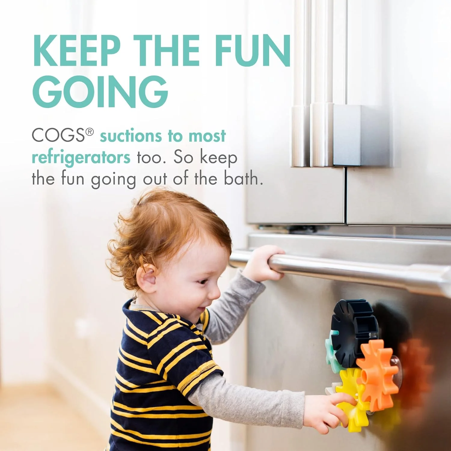 اسباب بازی های حمام کودک Boon Cogs - اسباب بازی های حسی با تم چرخ دنده برای وان حمام - اسباب بازی های مکنده برای دیوارهای وان حمام - سرمه ای و زرد - 5 عدد - مناسب برای 12 ماه به بالا