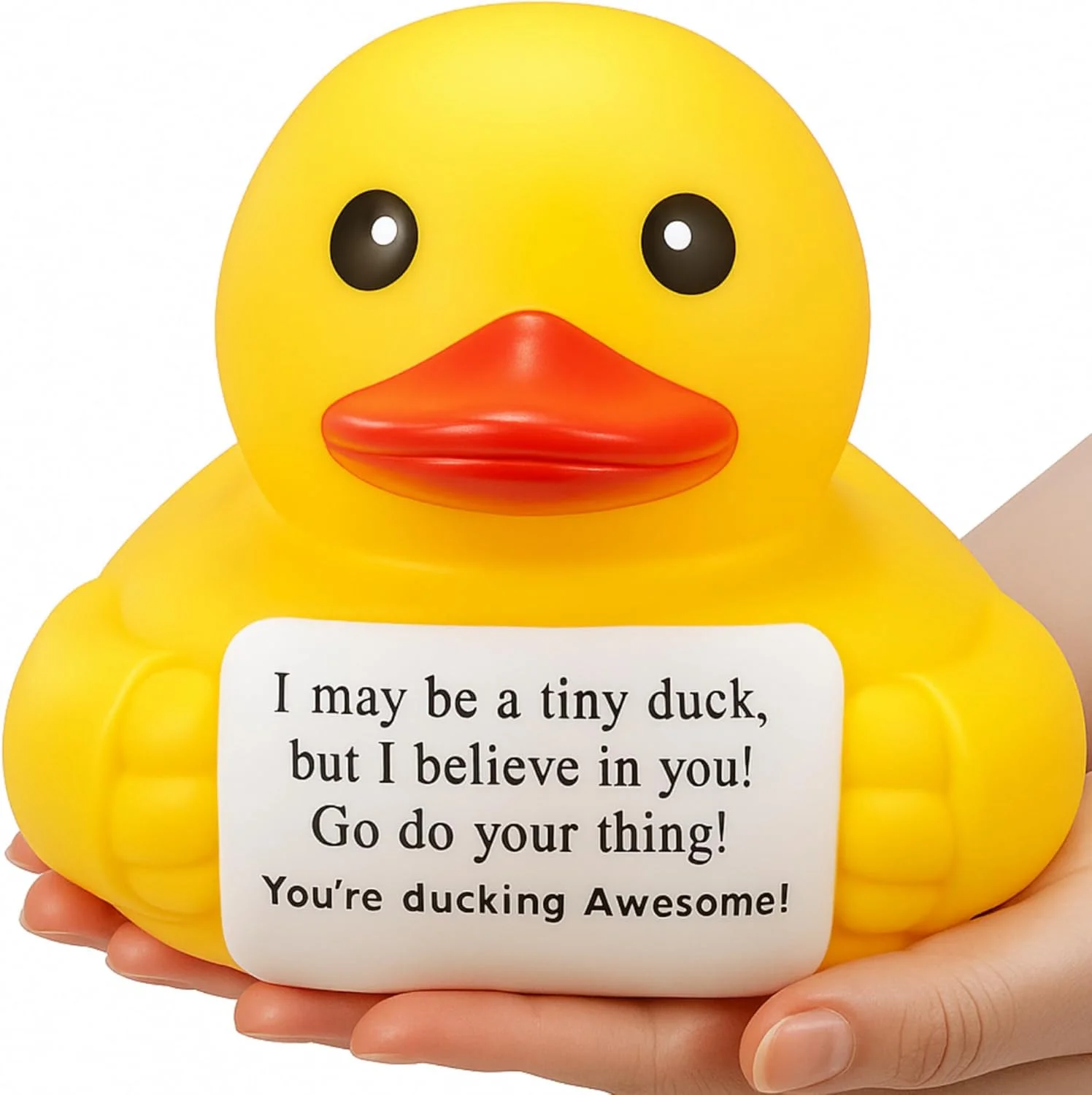 اردک لاستیکی بزرگ و احساسی سیوانر 7 اینچی، هدیه ای الهام بخش و مثبت، اسباب بازی اردک بزرگ با صدای جیر جیر برای او، آقایان، همکاران، فارغ التحصیلان (من به تو ایمان دارم)