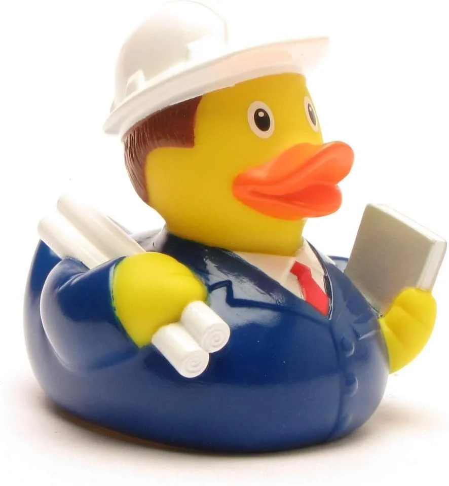 اردک حمام مهندس داک شاپ، اردک صدادار، طول: 8.5 سانتی متر، شامل جاکلیدی اردک حمام در مجموعه