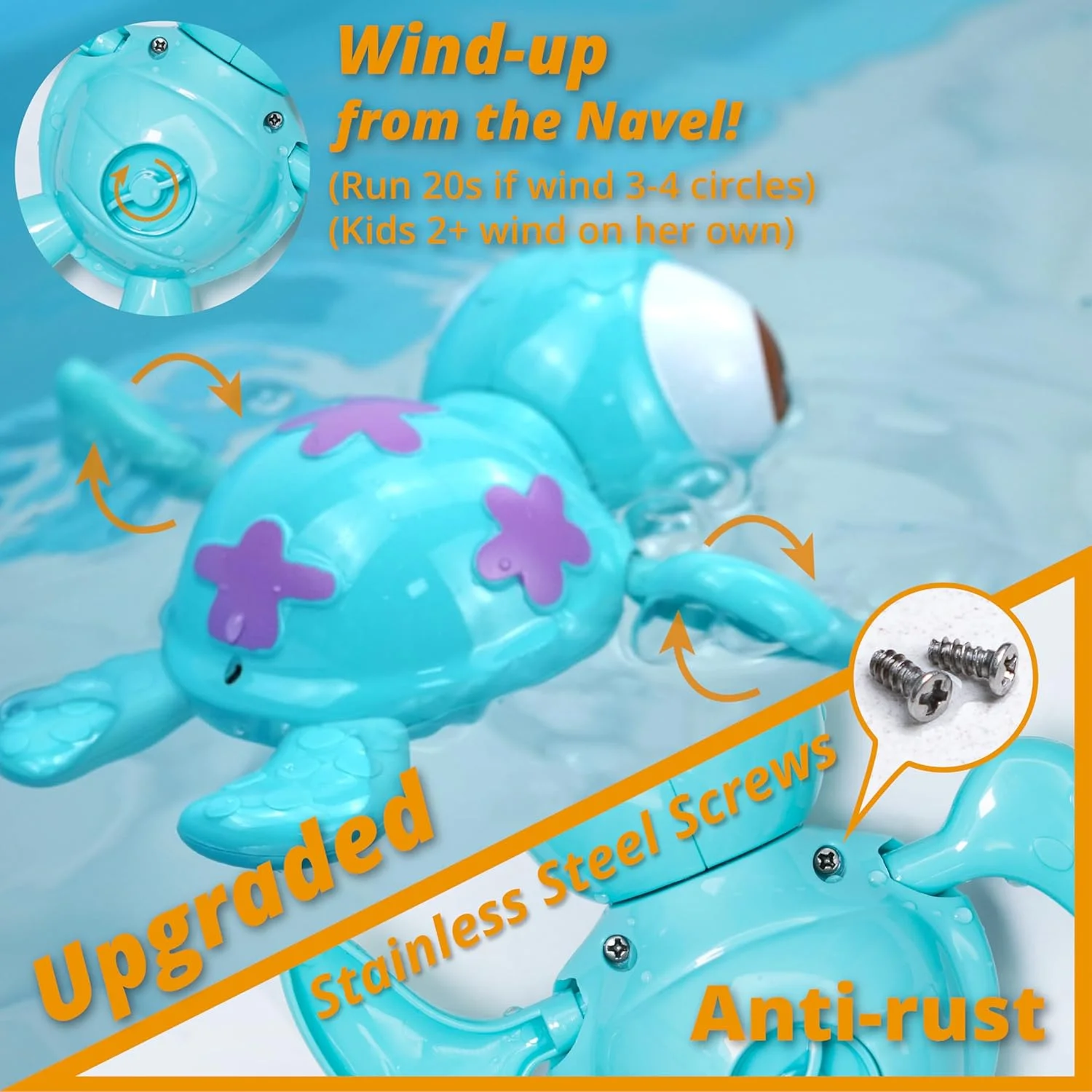 اسباب بازی های حمام لاک پشت های دریایی شناور کوکی داک باکس برای کودکان نوپا و نوزادان (آبی)