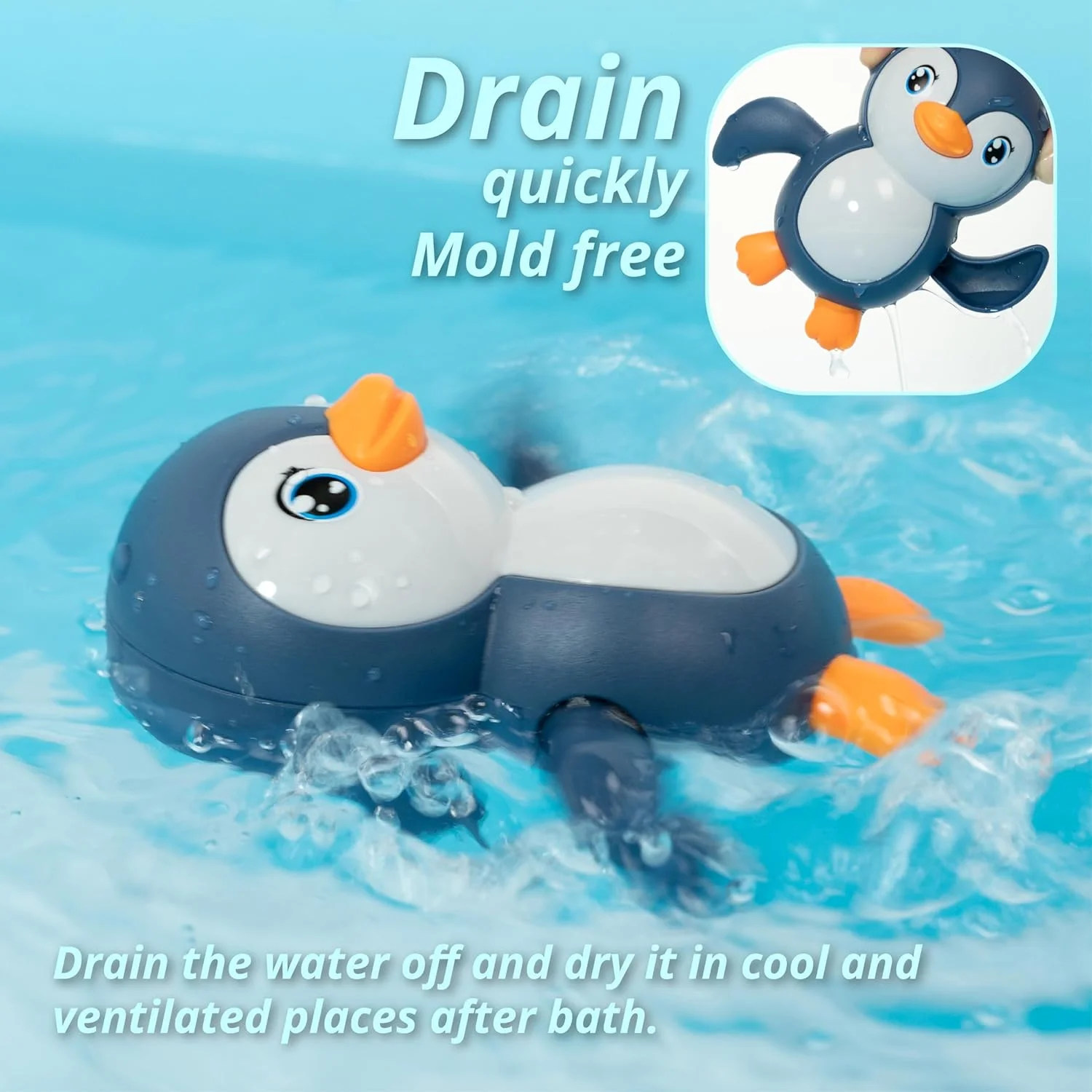 اسباب بازی حمام اردک باکس مدل پنگوئن های شناگر کوکی مناسب کودکان 18 ماه به بالا (آبی)