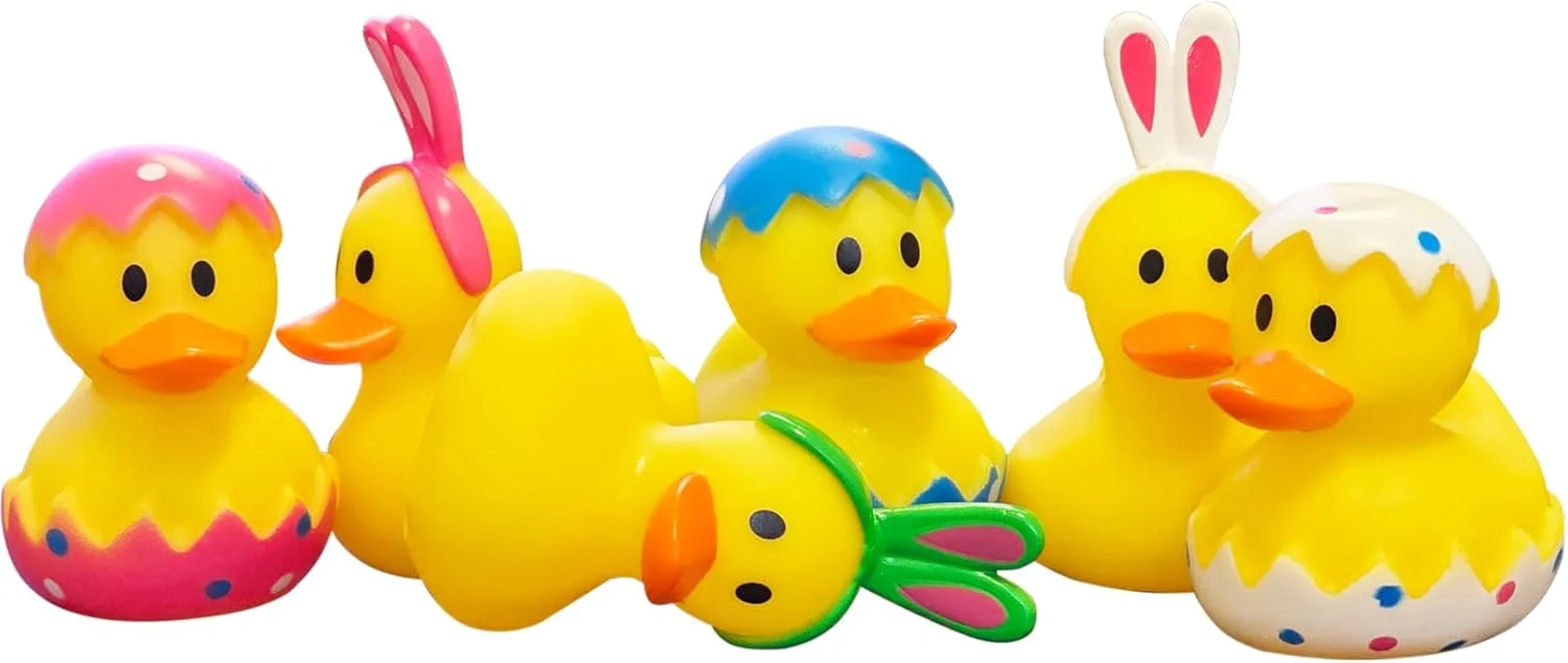اردک های لاستیکی طرح خرگوش عید پاک برای تخم مرغ های عید پاک کودکان، هدیه تولد، جشن نوزادی، فعالیت های ساحلی و استخری تابستانی، 5 سانتی متر (بسته 25 عددی)