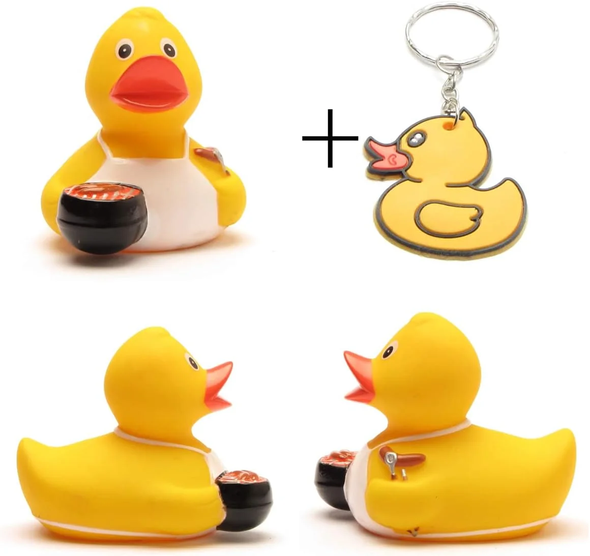 اردک حمام طرح گریل‌مایستر | اردک صدادار | سایز 8 سانتی‌متر | به همراه جاکلیدی اردک حمام