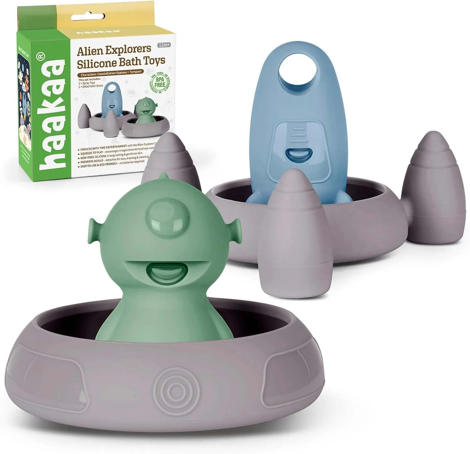 اسباب بازی های حمام کودک طرح فضانورد هاکا، اسباب بازی های آب پاش سیلیکونی با گرید غذایی مناسب کودکان نوپا برای وان حمام/استخر/ساحل، اسباب بازی های شناور جداشدنی بدون کپک مناسب کودکان 1 تا 3 سال (Tympani+Rocket) اسباب بازی های حمام کودک طرح فضانورد هاکا، اسباب بازی های آب پاش سیلیکونی با گرید غذایی مناسب کودکان نوپا برای وان حمام/استخر/ساحل، اسباب بازی های شناور جداشدنی بدون کپک مناسب کودکان 1 تا 3 سال (Tympani+Rocket)