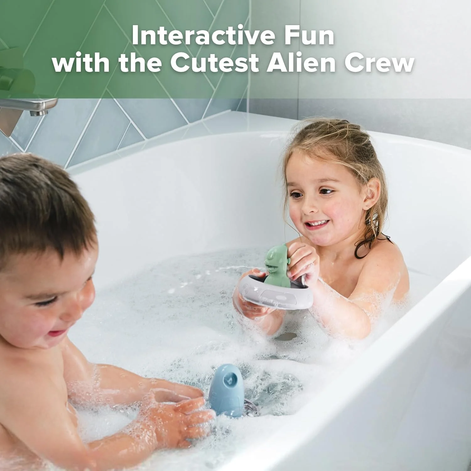 اسباب بازی های حمام کودک طرح فضانورد هاکا، اسباب بازی های آب پاش سیلیکونی با گرید غذایی مناسب کودکان نوپا برای وان حمام/استخر/ساحل، اسباب بازی های شناور جداشدنی بدون کپک مناسب کودکان 1 تا 3 سال (Tympani+Rocket)