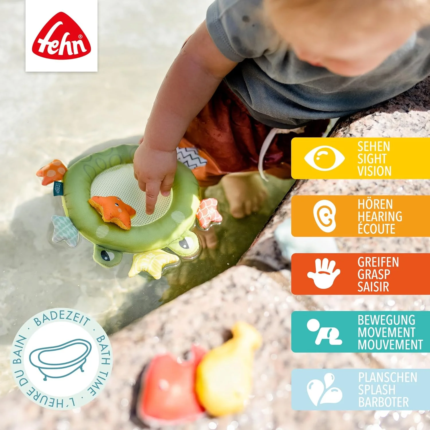 تور حمام قورباغه Fehn - اسباب بازی حمام کودک برای وان حمام - اسباب بازی شناور آبی برای سرگرمی شاد در حمام - اسباب بازی حمام برای نوزادان و کودکان نوپا از 0+ ماهگی
