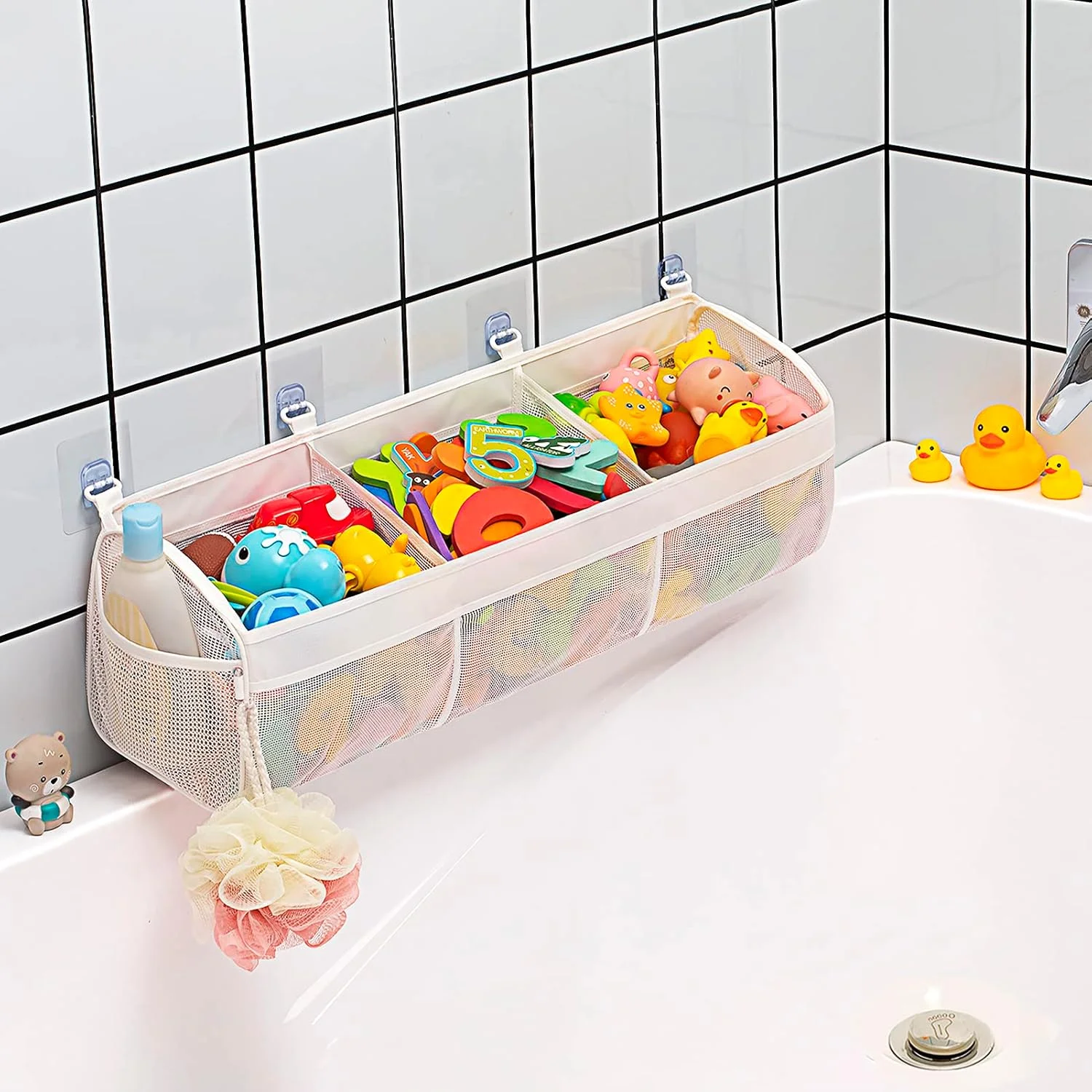 کیف نگهداری اسباب بازی حمام، کیف آویز نظم دهنده اسباب بازی حمام، کیف توری اسباب بازی حمام، نگهداری و مرتب سازی اسباب بازی ها، ایده آل برای حمام (سفید) کیف نگهداری اسباب بازی حمام، کیف آویز نظم دهنده اسباب بازی حمام، کیف توری اسباب بازی حمام، نگهداری و مرتب سازی اسباب بازی ها، ایده آل برای حمام (سفید)