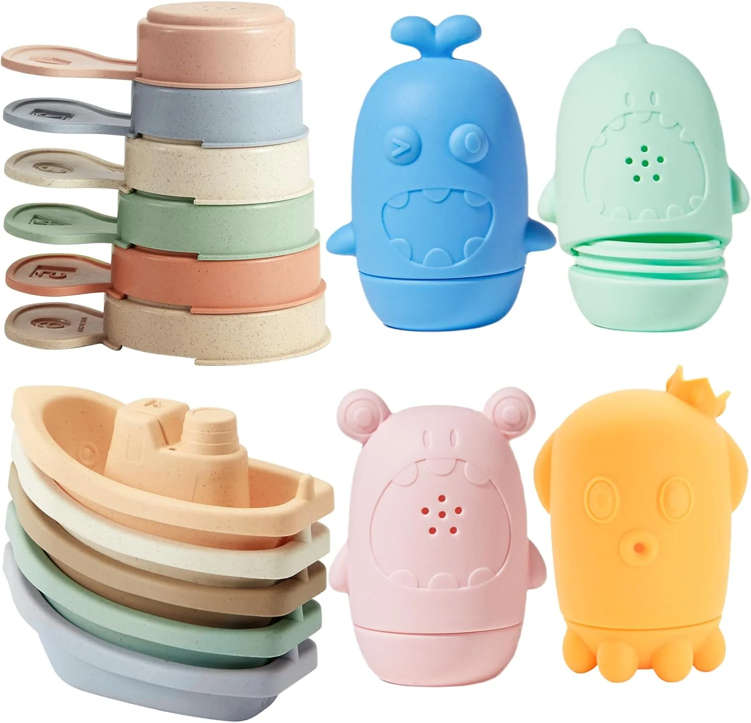 مجموعه اسباب بازی حمام کودک و نوپا - 15 تکه اسباب بازی حمام بدون کپک، قایق های شناور با قاشق حمام، اسباب بازی حمام سیلیکونی، اسباب بازی های وان/میز آب/استخر هدیه تولد کودک نوپا برای پسران/دختران پیش دبستانی مجموعه اسباب بازی حمام کودک و نوپا - 15 تکه اسباب بازی حمام بدون کپک، قایق های شناور با قاشق حمام، اسباب بازی حمام سیلیکونی، اسباب بازی های وان/میز آب/استخر هدیه تولد کودک نوپا برای پسران/دختران پیش دبستانی