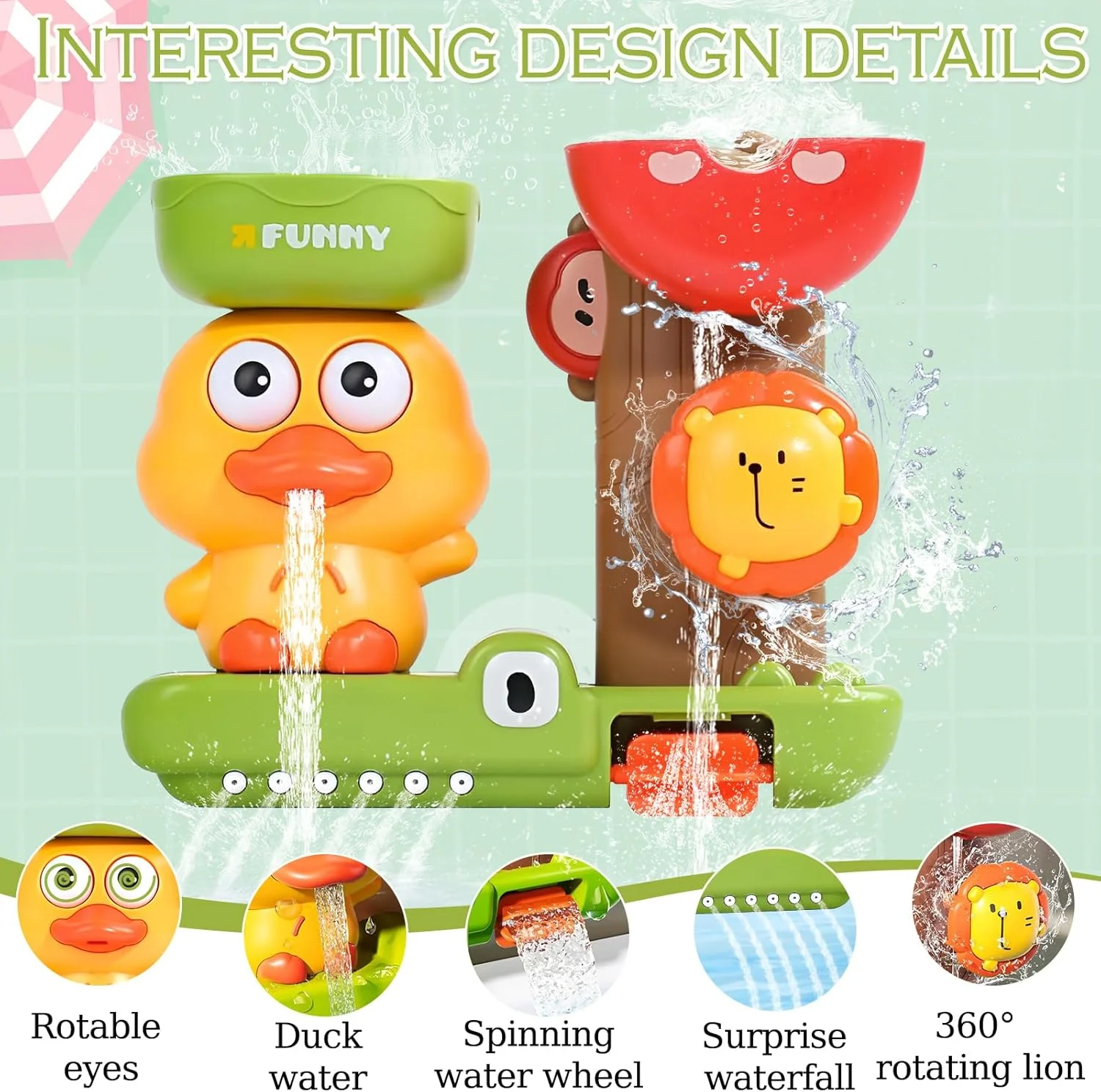 اسباب بازی حمام کودک، اسباب بازی حمام کودک، اسباب بازی حمام برای پسران دختران 1 2 3 4 ساله، اسباب بازی حمام استخر ساحل، ست دوش هدیه برای کودکان نوپا (C)