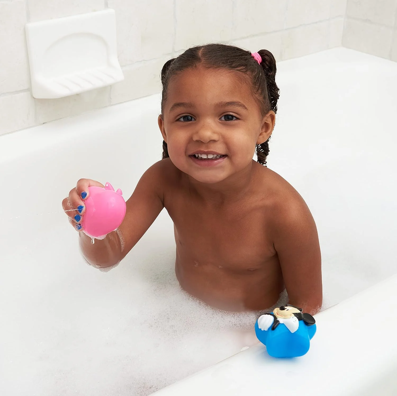 مجموعه اسباب بازی های فواره ای میکی و مینی دیزنی برای سرگرمی کودکان در حمام، آبی/صورتی، 4 تکه