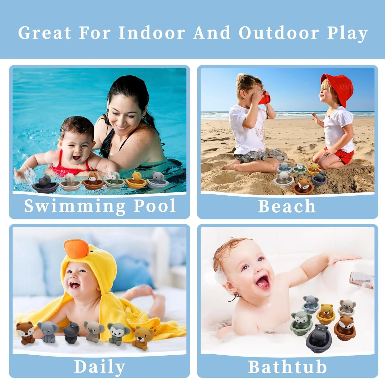 12 عدد اسباب بازی حمام قایق شناور، اسباب بازی حمام کودک برای نوزادان 18 ماهه و کودکان نوپا 1-5 ساله، مجموعه عروسک انگشتی سیلیکونی، اسباب بازی دوش، اسباب بازی وان حمام برای پسران دختران بچه ها (12)