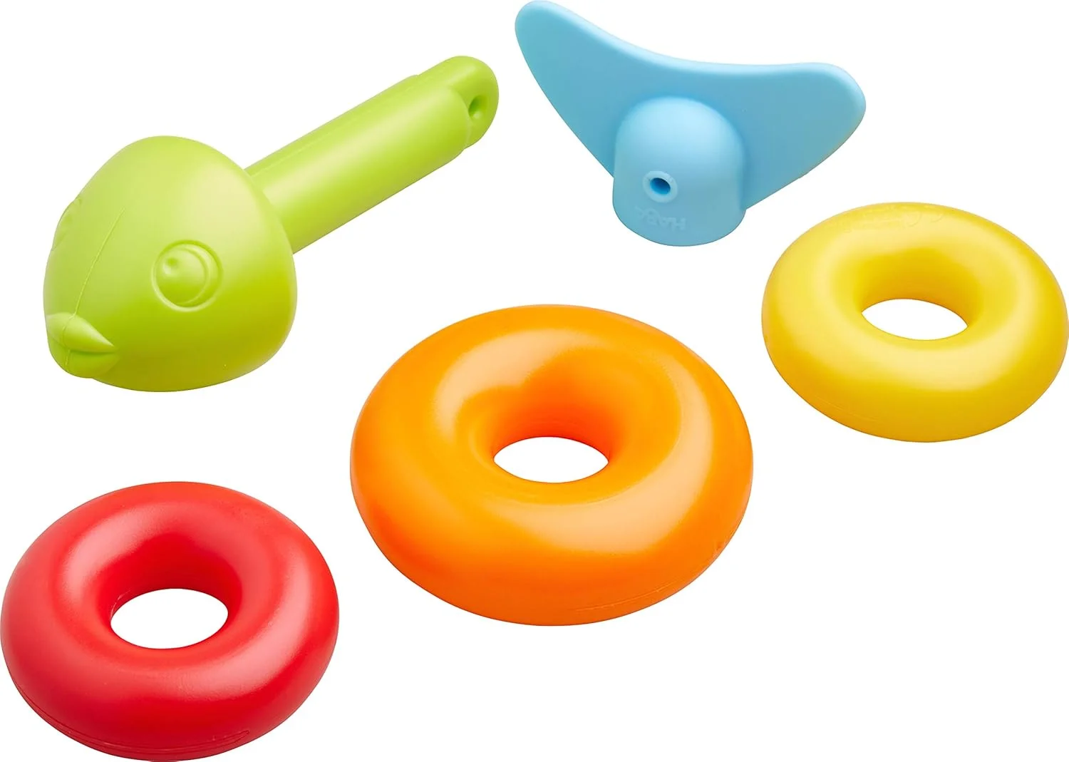 اسباب بازی حمام ماهی HABA 304907 برای کودکان از 1.5 سالگی، به شکل ماهی، 15 سانتی متر در 5 قطعه برای وان حمام و استخر بادی در رنگ های متنوع از 18 ماهگی