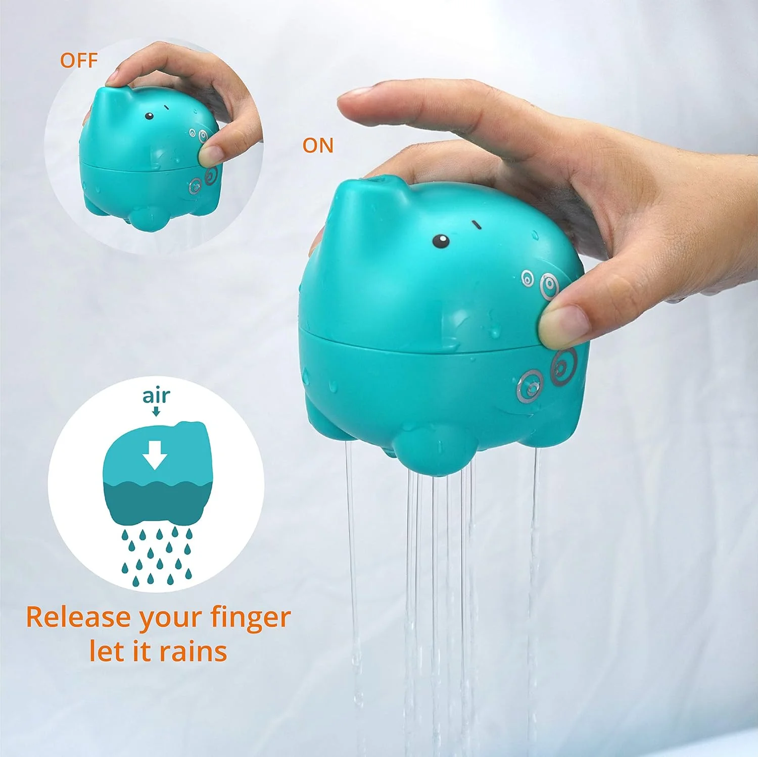 اسباب بازی حمام، سر دوش دستی، آبشار بارانی حیوانات، فیل آبی، 615Y