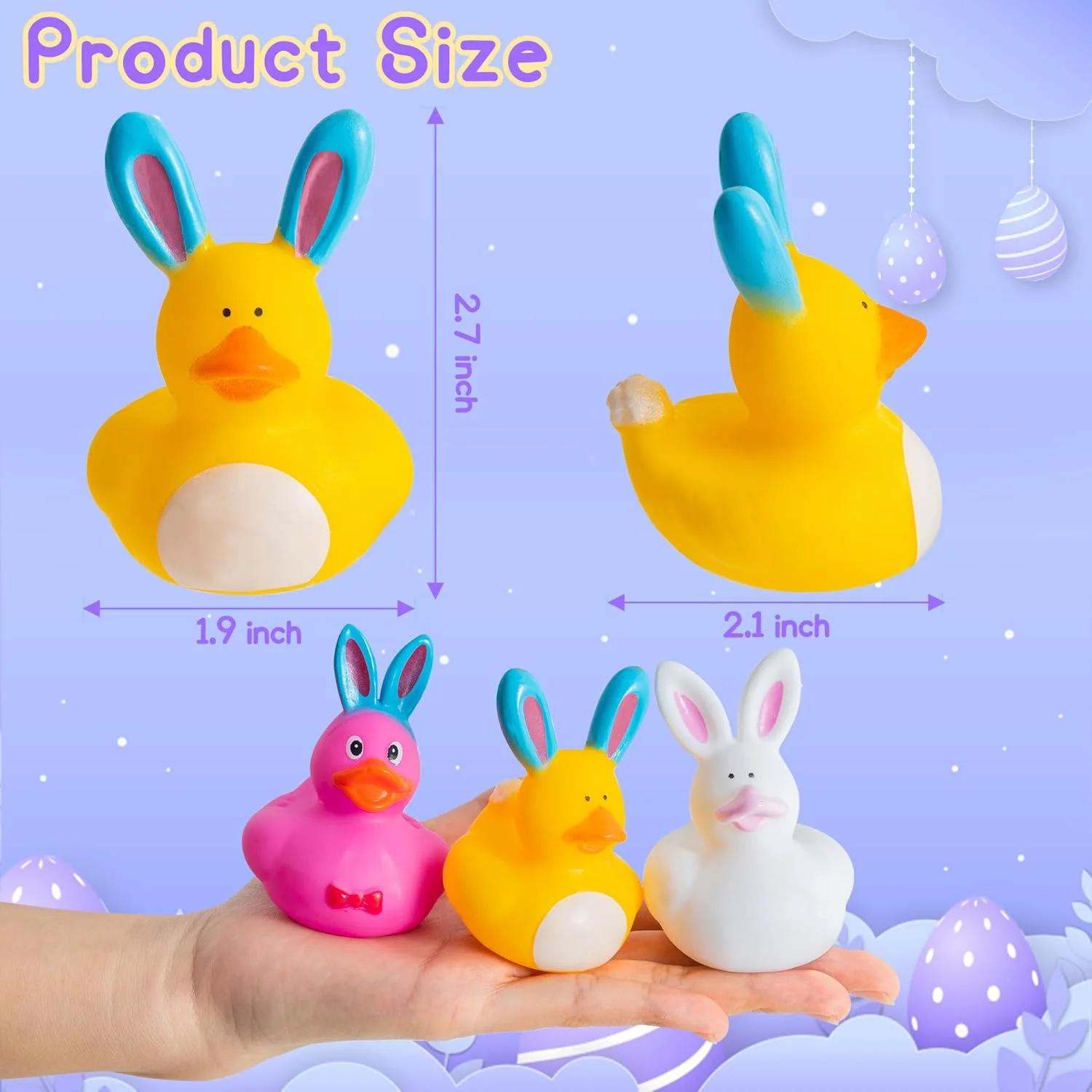 اسباب بازی اردک های لاستیکی عید پاک Haooryx - بسته 20 عددی اردک های فشاری خنده دار جدید، تخم مرغ، خرگوش، اسباب بازی اردک حمام، شناور حمام کودک، بسته های چند آیتمی مهمانی، جوایز پرکننده پیناتا کارناوال، وسایل سبد هدیه بچه گانه