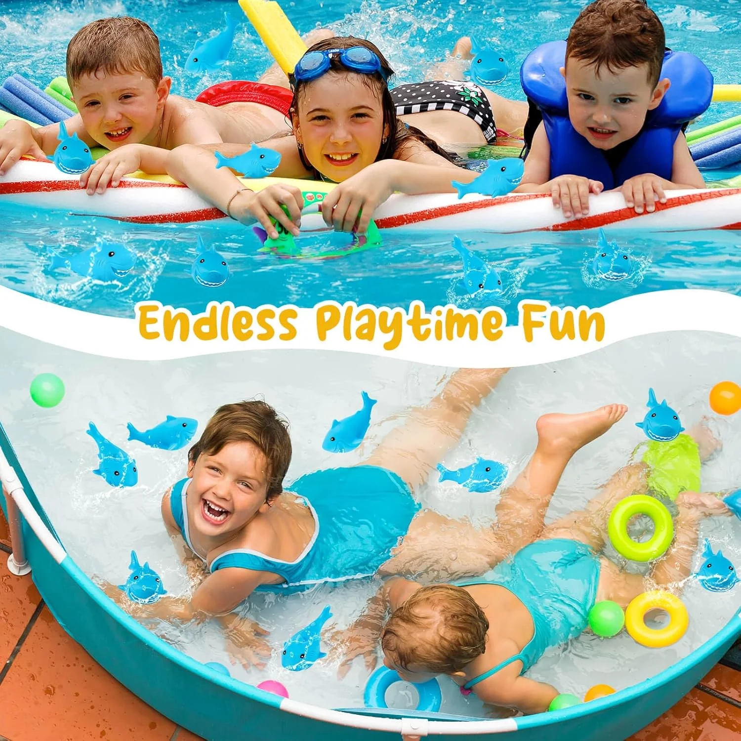 ۷۰ عدد کوسه لاستیکی برای کودکان، اسباب بازی های حمام کوسه آبی، کوسه های لاستیکی کوچک شناور و بامزه برای دوش