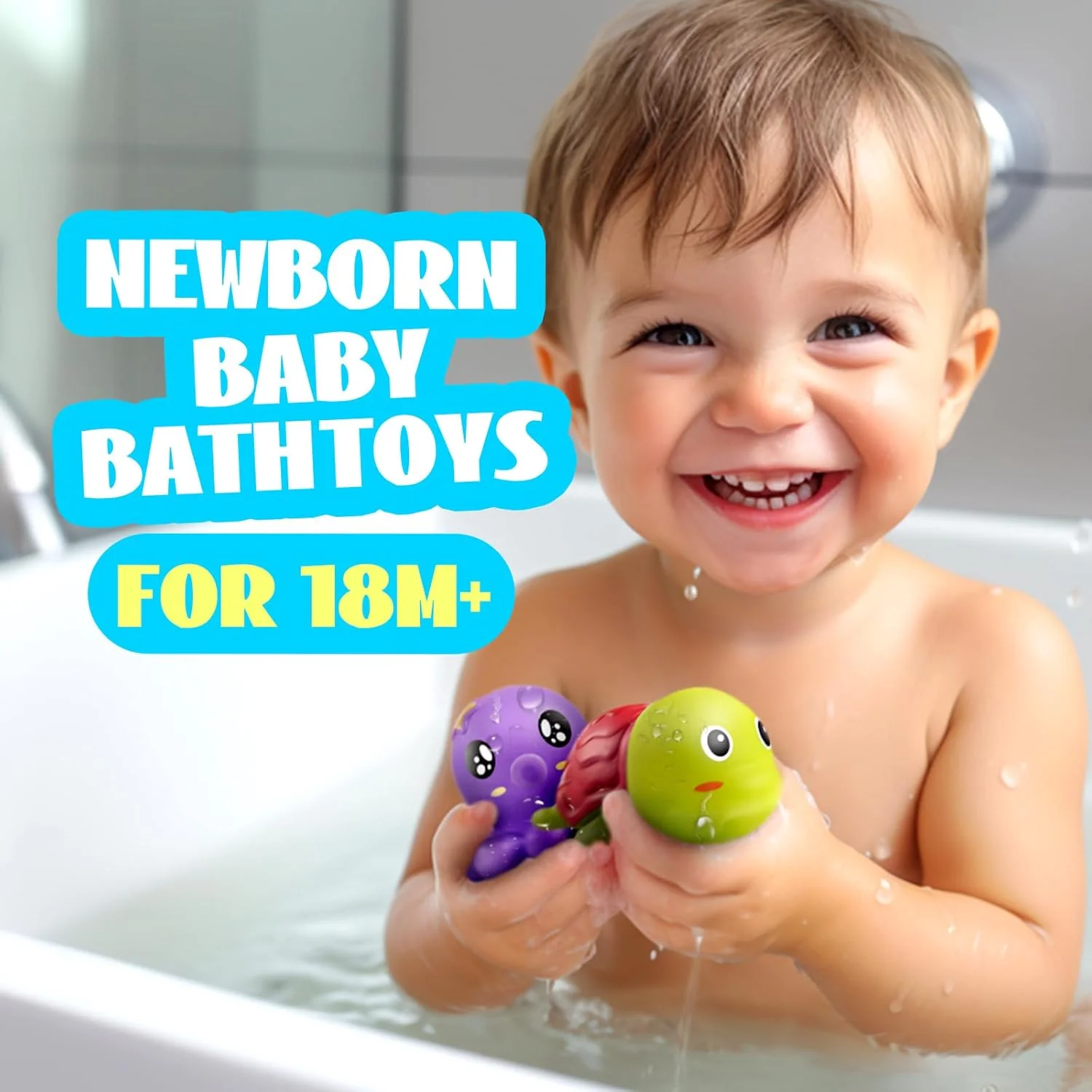 اسباب بازی های حمام بدون کپک Hely Cancy برای نوزادان 0 ماهه، اسباب بازی های وان حمام بدون سوراخ، اسباب بازی های دوش حمام برای پسران و دختران 1 ساله
