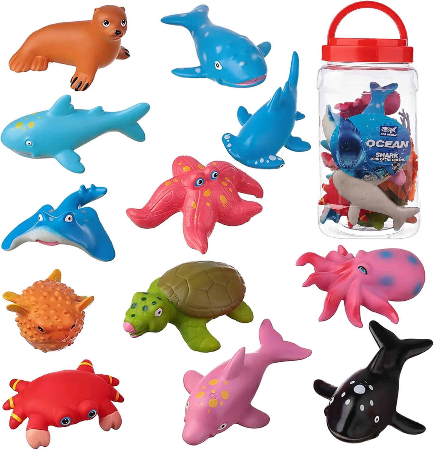 اسباب بازی های حمام بدون سوراخ برای کودکان، 12 عدد اسباب بازی وان حمام حیوانات دریایی، اسباب بازی های استخر حمام کودکان بدون کپک برای پسران و دختران