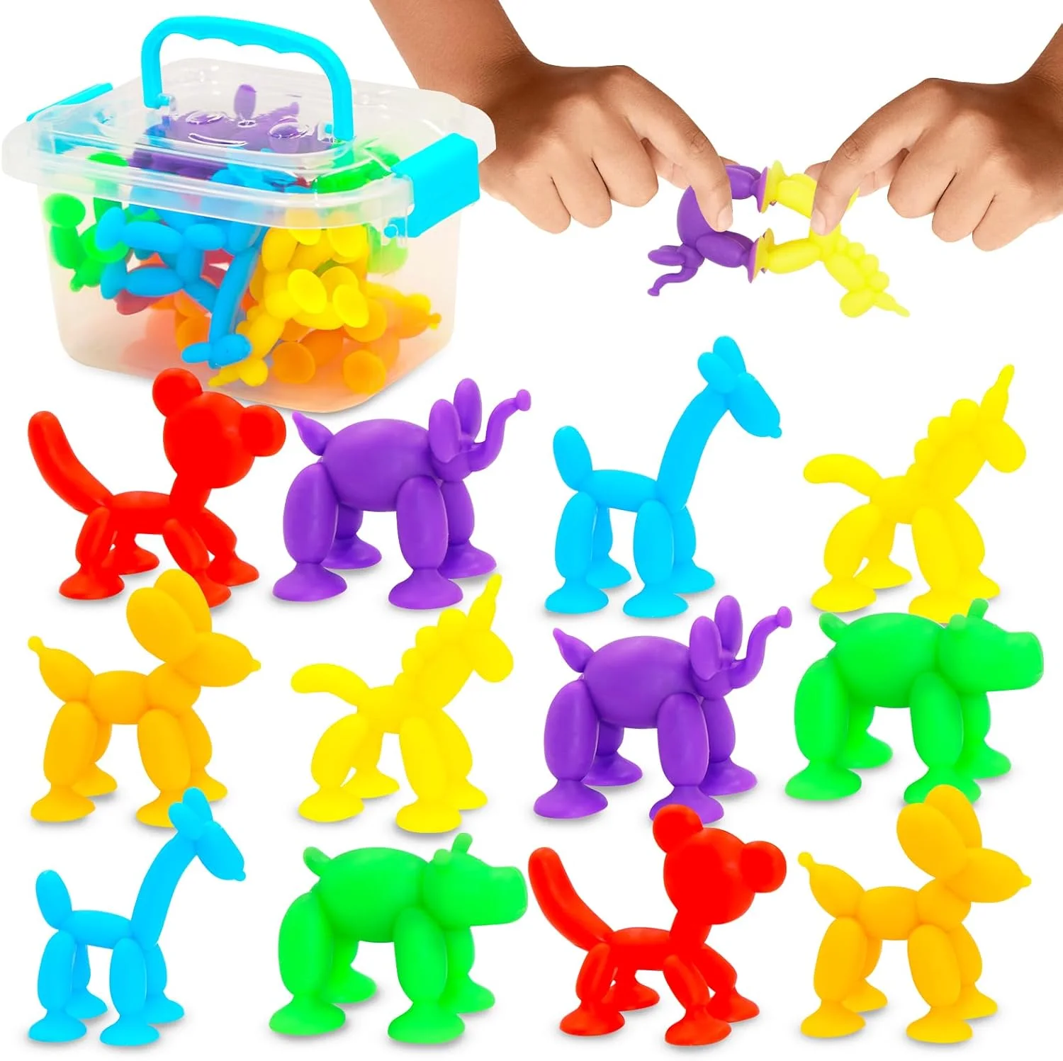 اسباب بازی های حسی حمام با مکنده - اسباب بازی های حیوانات بدون سوراخ با مکنده برای کودکان، نوپاها، اسباب بازی های بی قراری حسی برای هدایای کلاسی، مسافرت، اسباب بازی های صندلی بلند، هدیه مهمانی