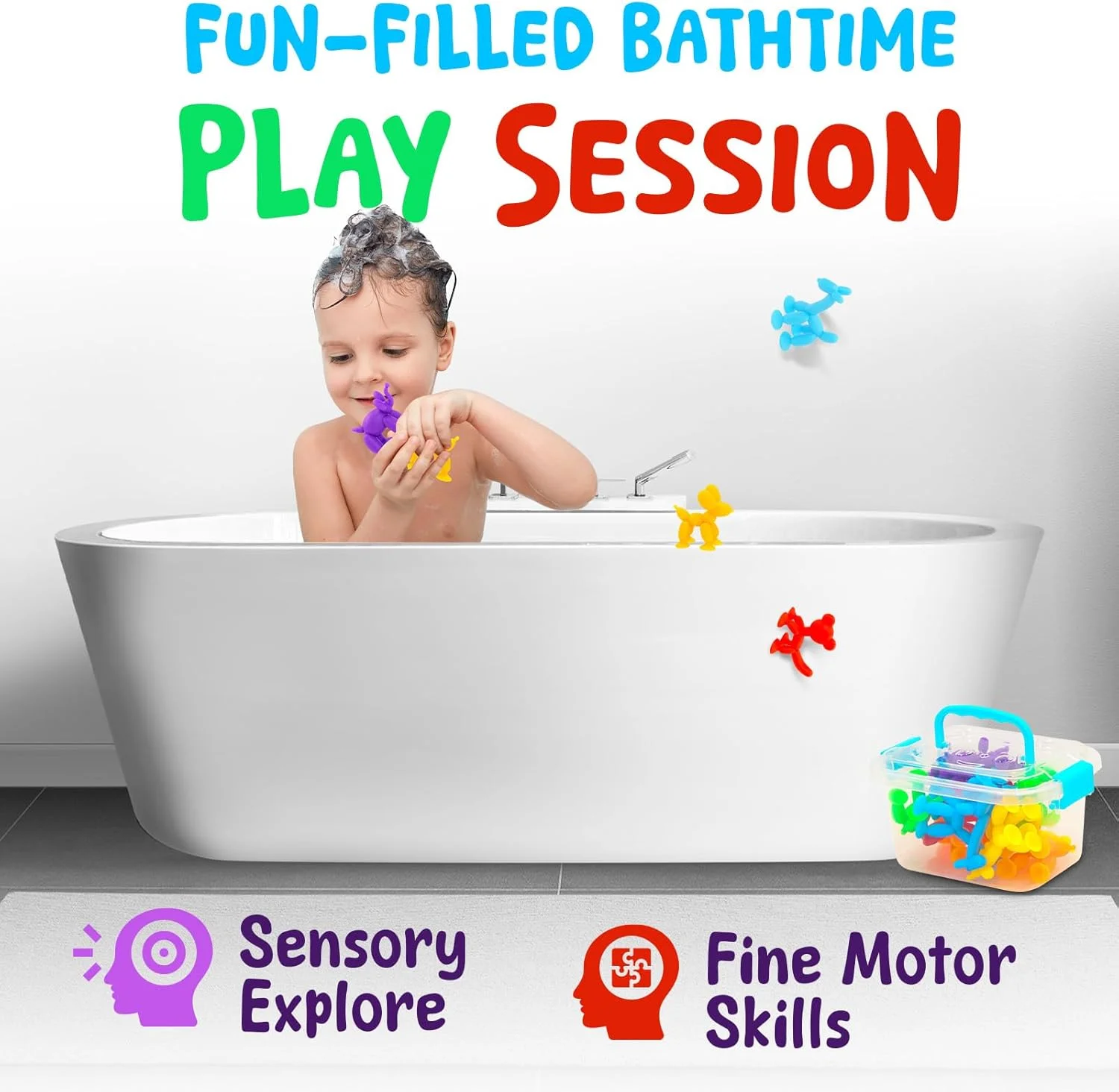 اسباب بازی های حسی حمام با مکنده - اسباب بازی های حیوانات بدون سوراخ با مکنده برای کودکان، نوپاها، اسباب بازی های بی قراری حسی برای هدایای کلاسی، مسافرت، اسباب بازی های صندلی بلند، هدیه مهمانی