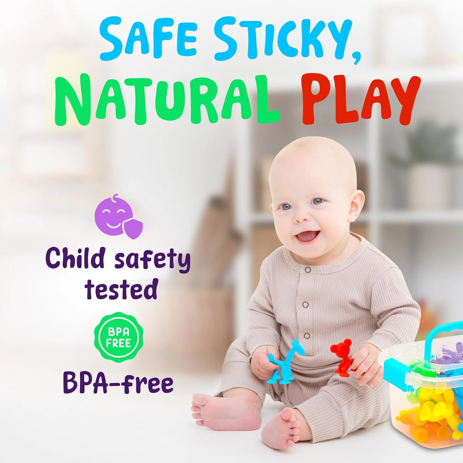 اسباب بازی های حسی حمام با مکنده - اسباب بازی های حیوانات بدون سوراخ با مکنده برای کودکان، نوپاها، اسباب بازی های بی قراری حسی برای هدایای کلاسی، مسافرت، اسباب بازی های صندلی بلند، هدیه مهمانی