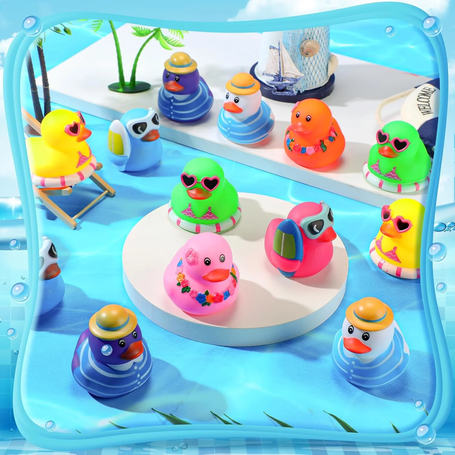 اردک های لاستیکی کوچک Honoson مناسب برای ساحل و استخر، اسباب بازی های حمام شناور خنده دار، اردک های صدادار برای فعالیت های آبی استخر، جشن تولد و مهمانی (72 عدد)