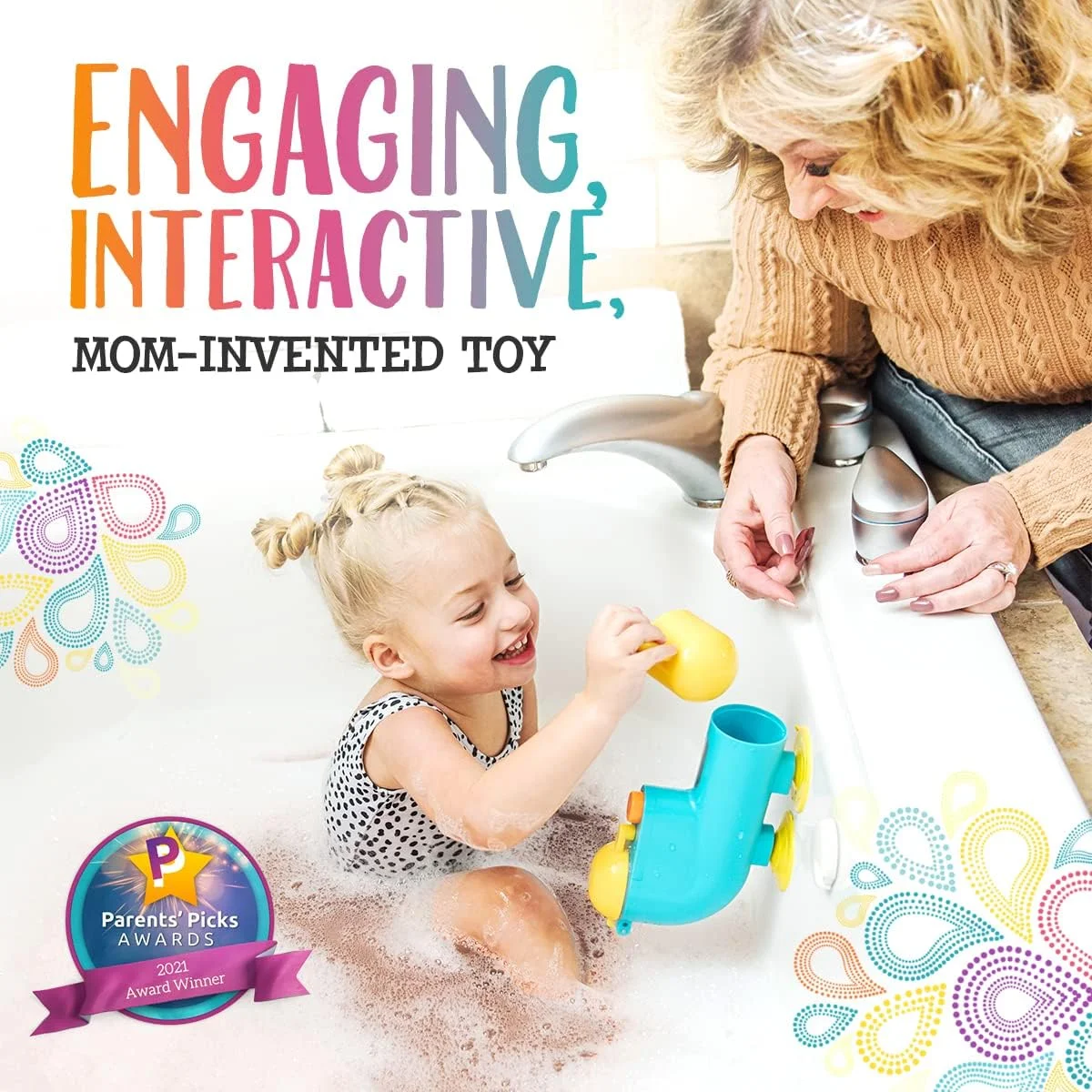 اسباب بازی حمام زیردریایی Fill N' Splash Inspiration Play - اسباب بازی های حمام کودک نوپا، سنین 1-5 سال، اسباب بازی زیردریایی پلاستیکی آبی