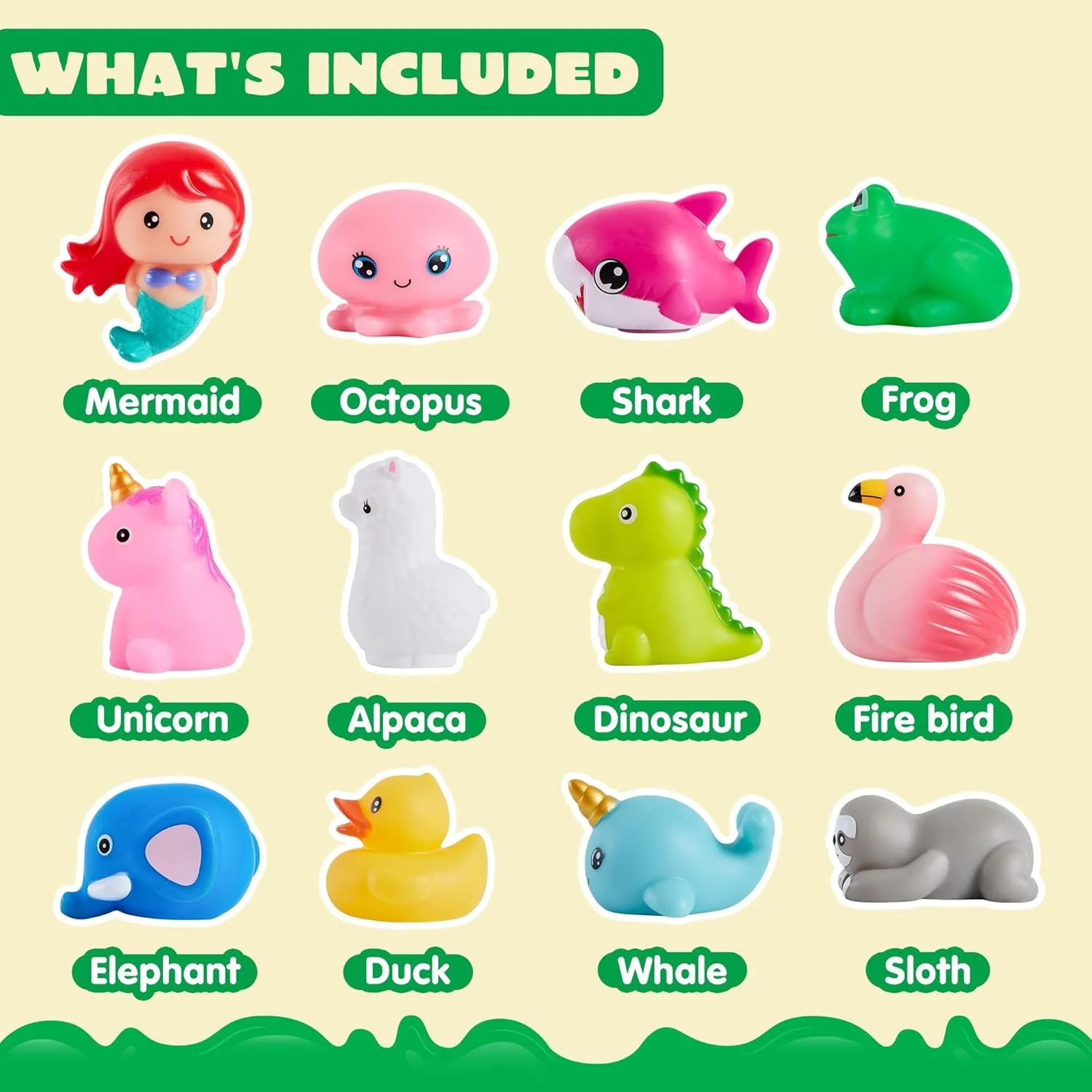 مجموعه ۱۲ عددی اسباب بازی حمام چراغ دار جویین، اسباب بازی دایناسور برای حمام نوزاد، کودک و بچه ها برای تولد، عید پاک، کریسمس، اسباب بازی استخر برای پسر و دختر بچه های پیش دبستانی