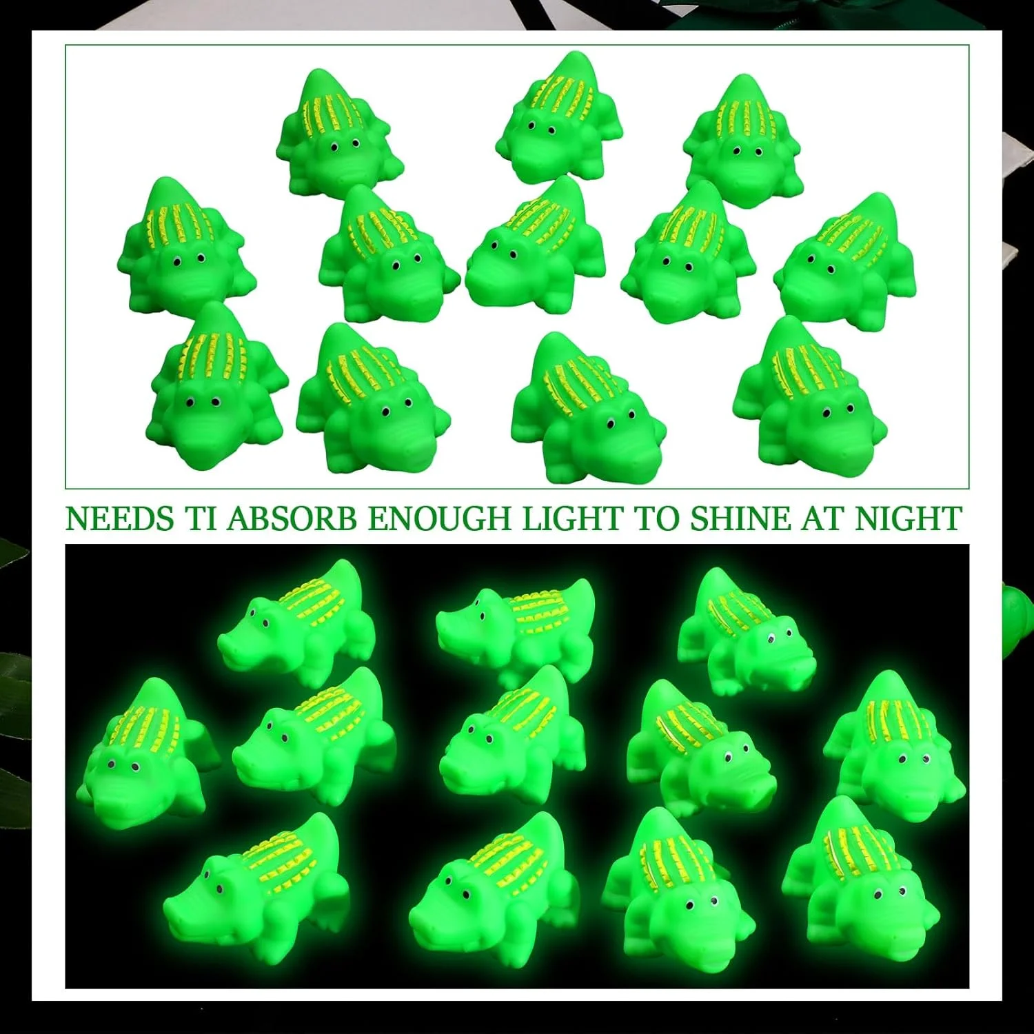 24 عدد مینی کروکودیل لاستیکی اسباب بازی حمام کودک برای دختران و پسران، اسباب بازی های شناور درخشان و چراغ دار مناسب استخر، دوش، ساحل و جشن تولد