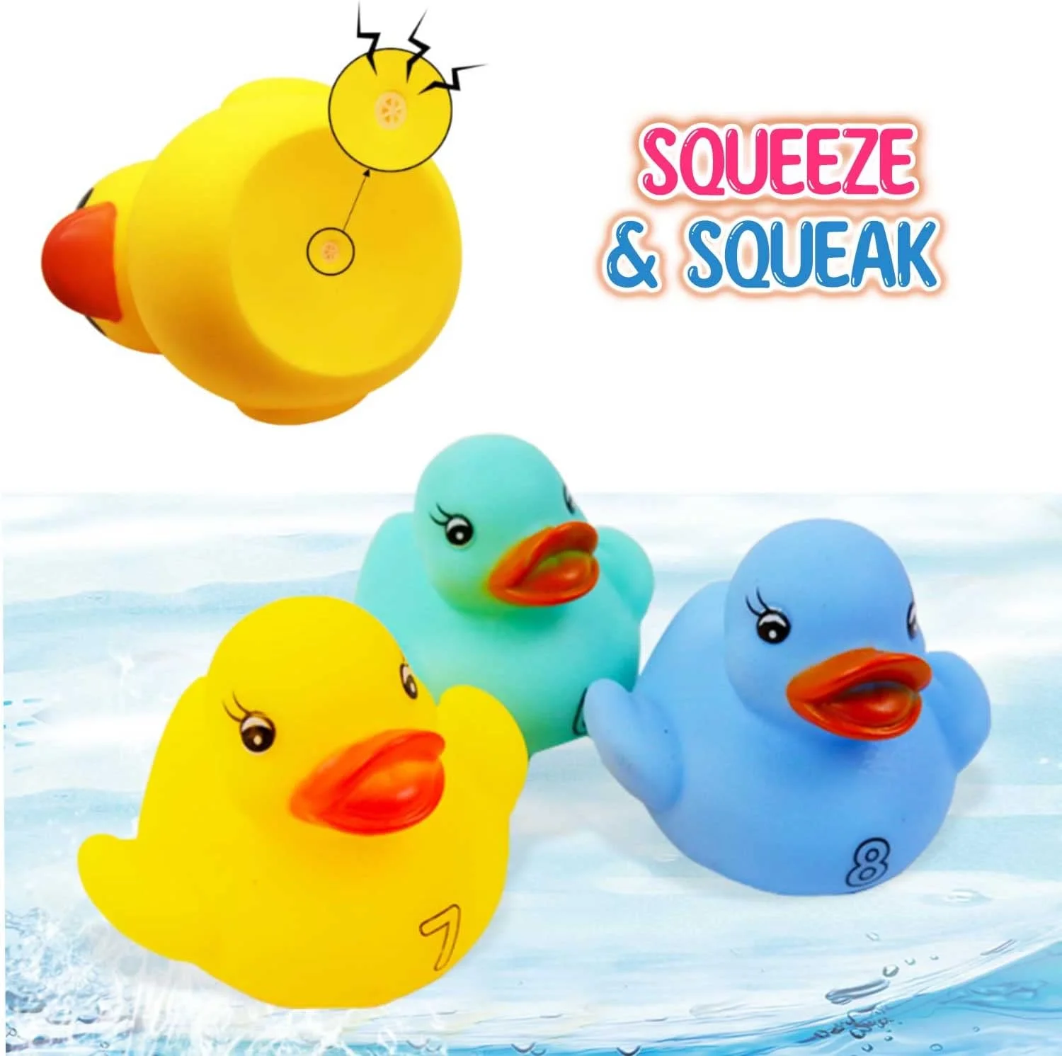 اردک های لاستیکی شمارش اعداد 1، 2، 3 لیبرتی ایمپورتز - مجموعه اسباب بازی های حمام رنگارنگ برای آموزش شمارش به کودکان - بسته 10 عددی