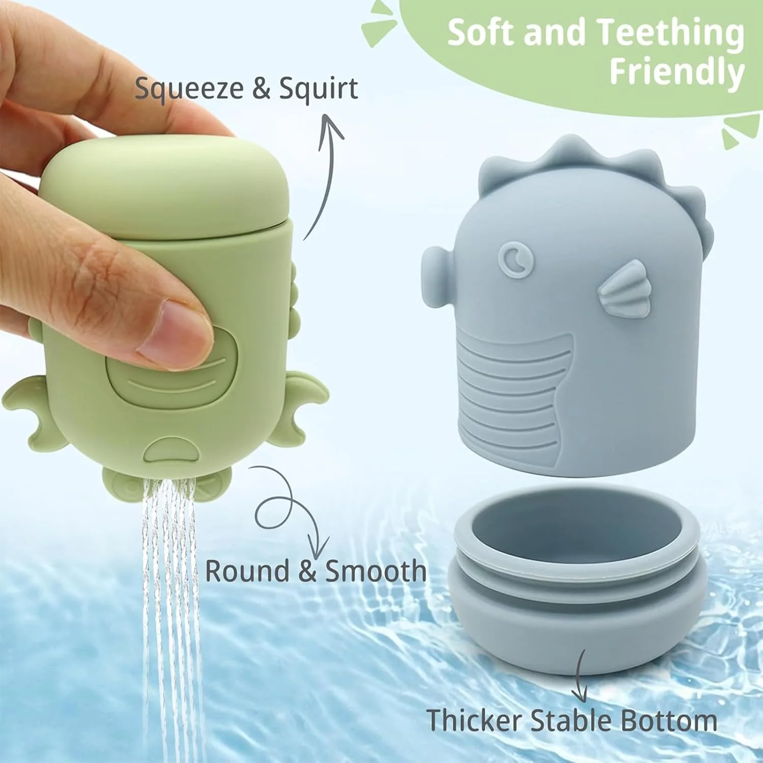 بسته 4 عددی اسباب بازی حمام، اسباب بازی حمام کودک سیلیکونی، اسباب بازی وان حمام، حیوانات آب پاش، کودکان، اسباب بازی آبی، هدایای استخر حمام برای نوزادان، کودکان نوپا، پسران، دختران از 6 ماهگی، 1 سالگی