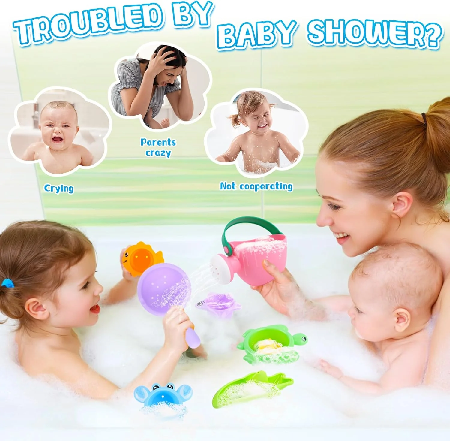 اسباب بازی حمام کودک، بسته 10 عددی اسباب بازی حمام کودک مناسب کودکان 1، 2، 3 و 4 ساله، اسباب بازی آبی استخر، هدیه برای کودکان، پسران، دختران