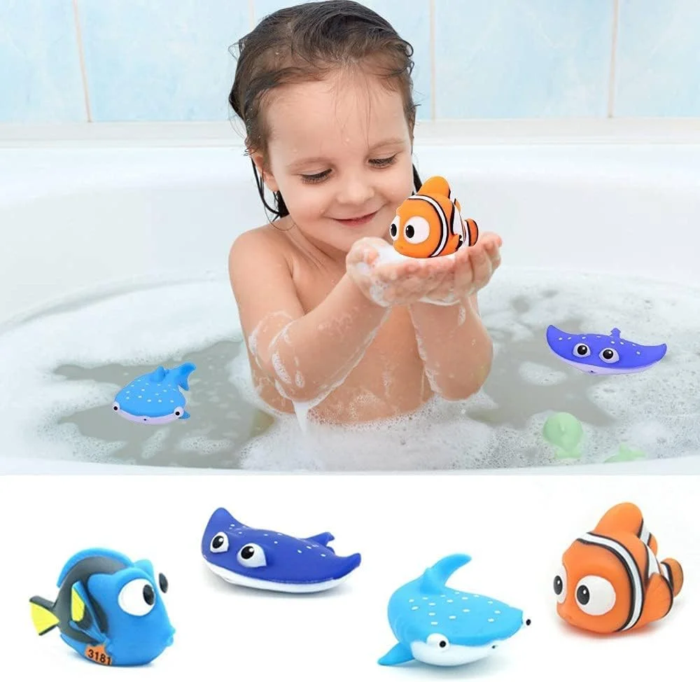 اسباب بازی حمام کودک، اسباب بازی های فواره ای حمام، اسباب بازی های استخر شنای نوزادان، 4 عددی، برای هدیه تولد، ساحل تابستانی، فعالیت استخر