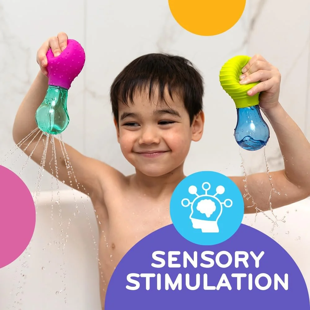 اسباب بازی های فشاری آب موبی Skwooshlz - اسباب بازی های حمام کودک، اسباب بازی های حمام سیلیکونی، اسباب بازی های وان کودک، برای کودکان نوپا، بدون BPA، سیلیکون درجه مواد غذایی، بدون لاتکس، تمیز کردن آسان (بسته 2 عددی)