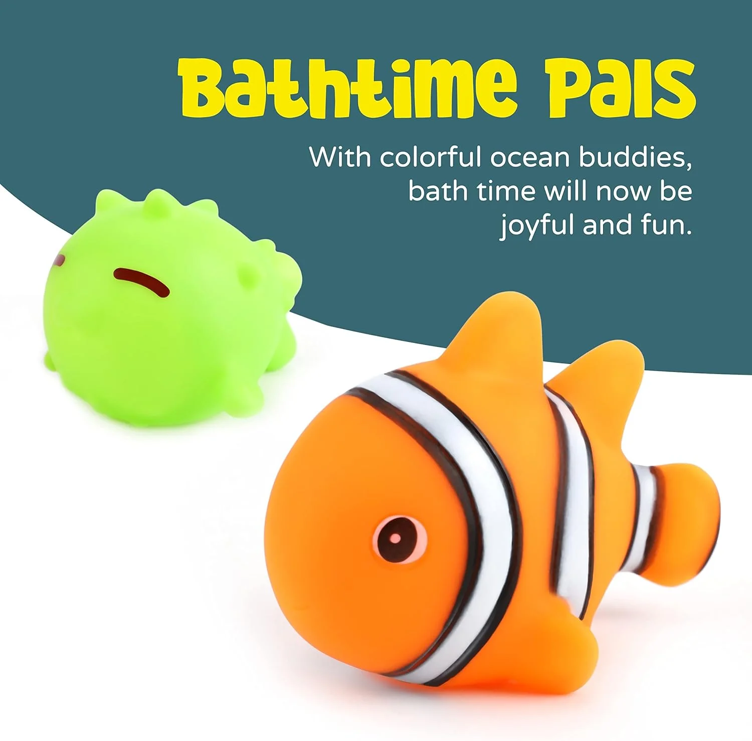 اسباب بازی های دریایی کودک برند مون - 6 عدد اسباب بازی ماهی حمام برای کودکان نوپا - لوازم جانبی استخر نرم کودک - اسباب بازی های آبی فشاری و شناور شخصیت های مختلف - چند رنگ