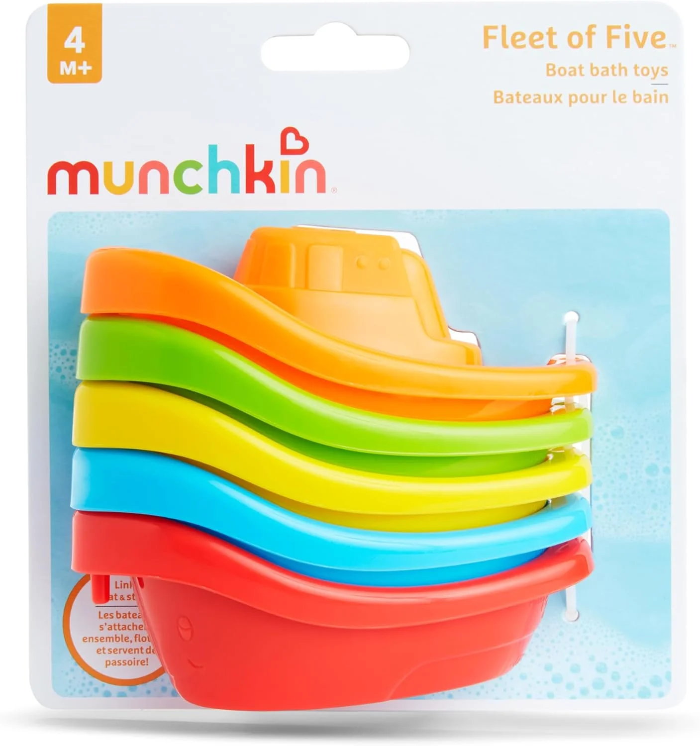 مانچکین بسته 5 عددی - ناوگان قایق‌های رنگارنگ حمام - مجموعه اسباب بازی سرگرم کننده و آموزشی حمام