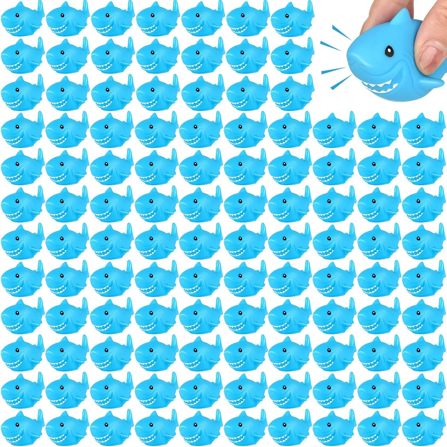 120 عدد کوسه لاستیکی آبی، کوسه های حمام لاستیکی، کوسه های کوچک لاستیکی فشاری و صدا دار، اسباب بازی کوسه های لاستیکی شناور برای جشن تولد، حمام و استخر