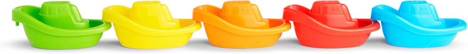 مانچکین بسته 5 عددی - ناوگان قایق‌های رنگارنگ حمام - مجموعه اسباب بازی سرگرم کننده و آموزشی حمام